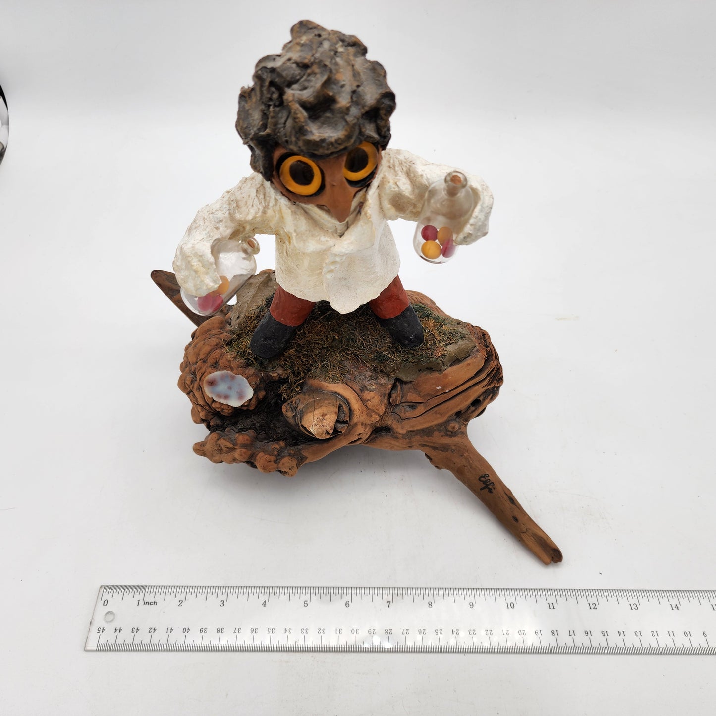Vintage Owl Sculpture on Driftwood