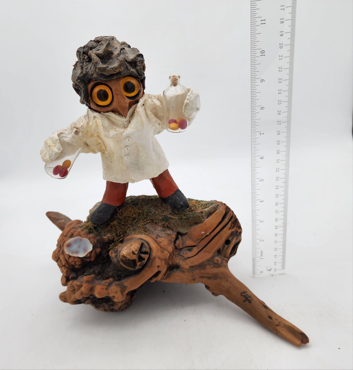 Vintage Owl Sculpture on Driftwood