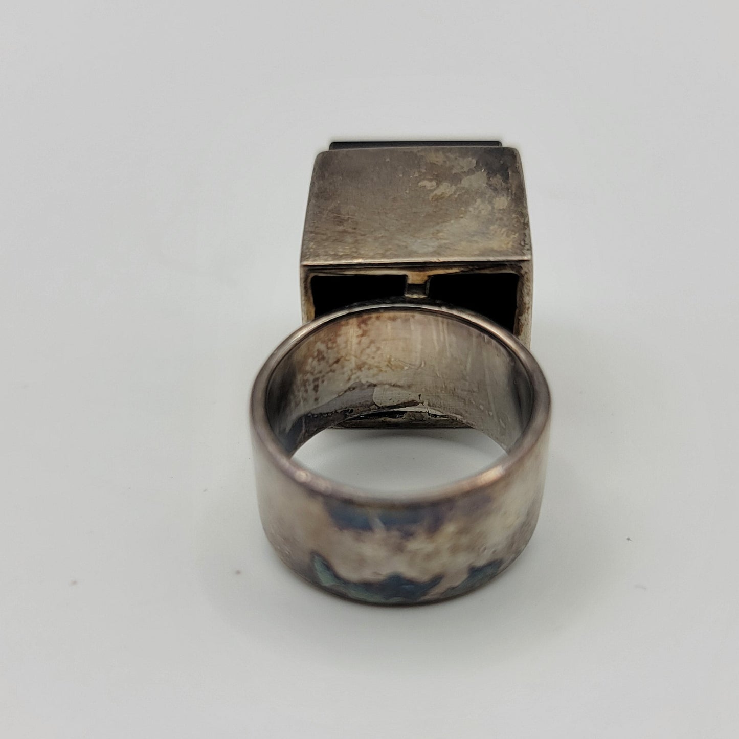 S Paliu Spain Sterling Modernist Onyx Ring Size 5