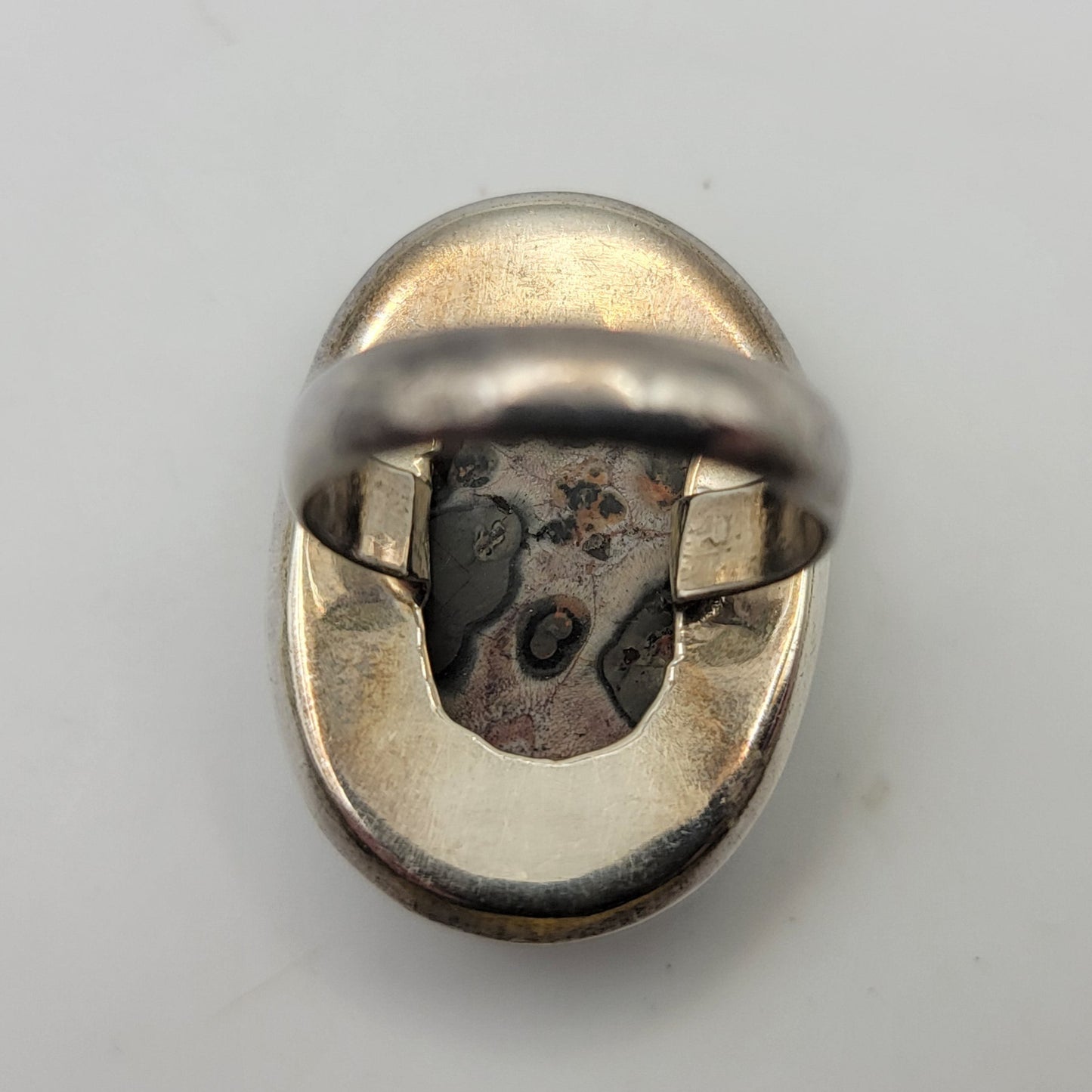 925 Sterling Leopard Skin Jasper Agate Cabochon Ring Size 7.25