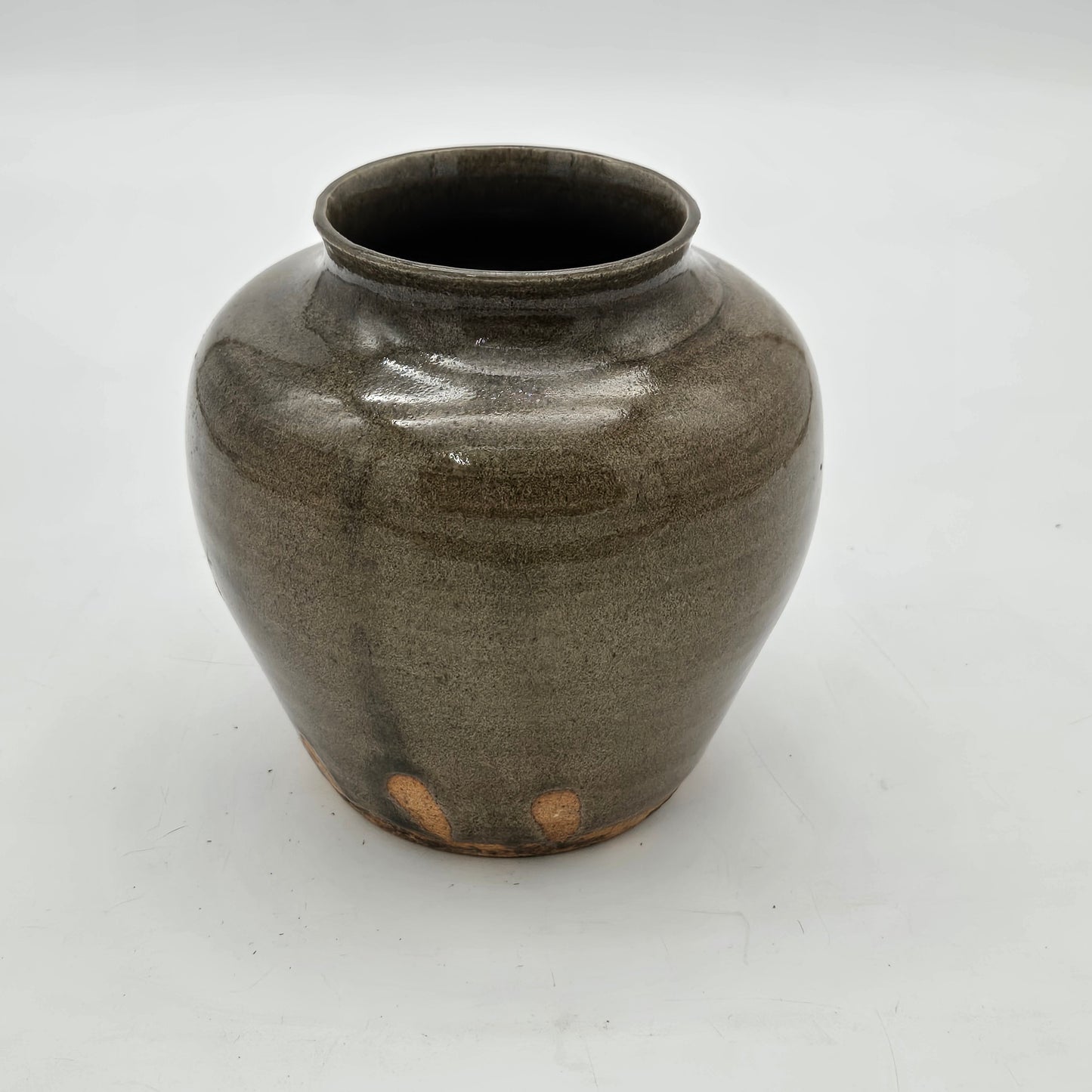 Beautiful Stoneware Pottery Green Glazed Vase