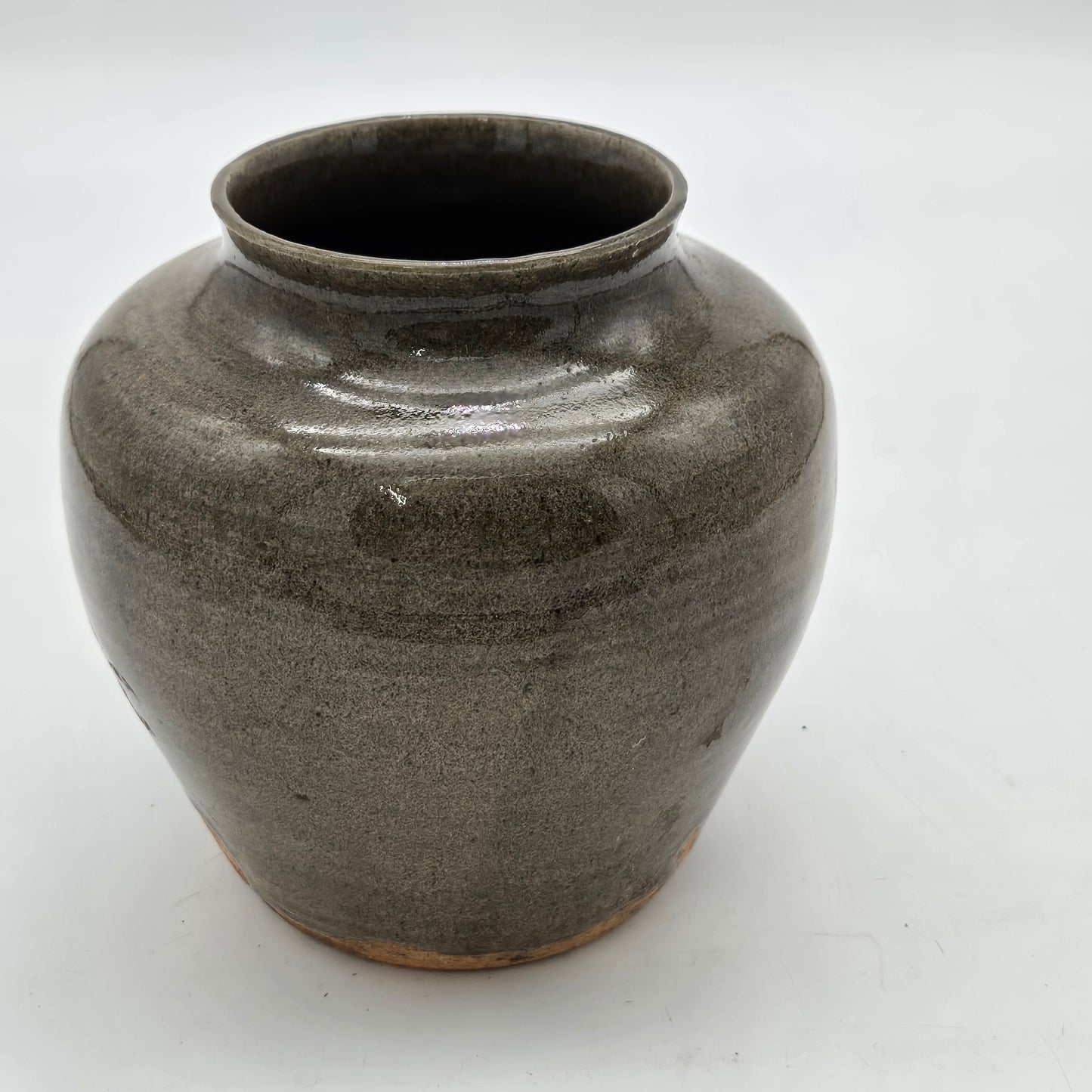 Beautiful Stoneware Pottery Green Glazed Vase