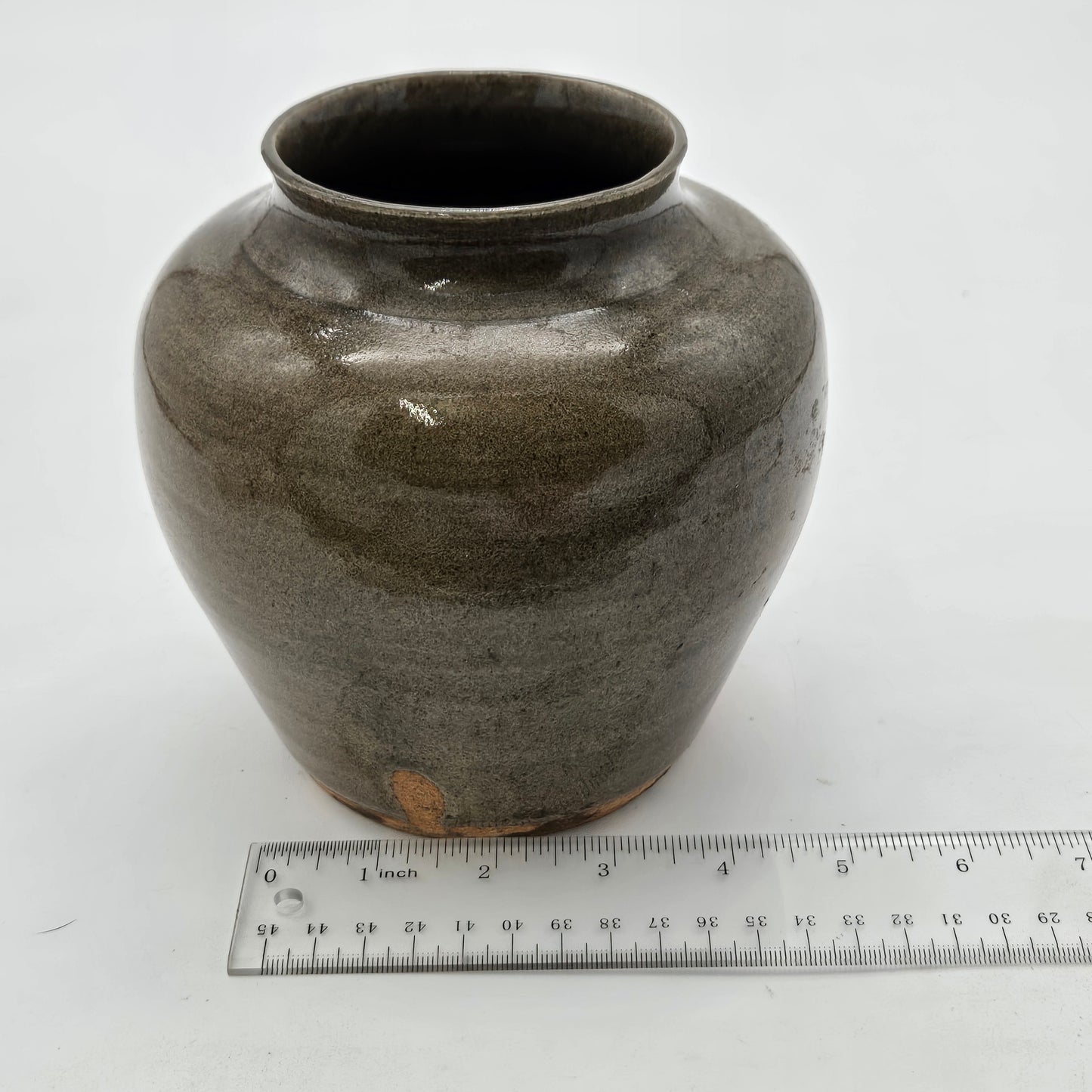 Beautiful Stoneware Pottery Green Glazed Vase