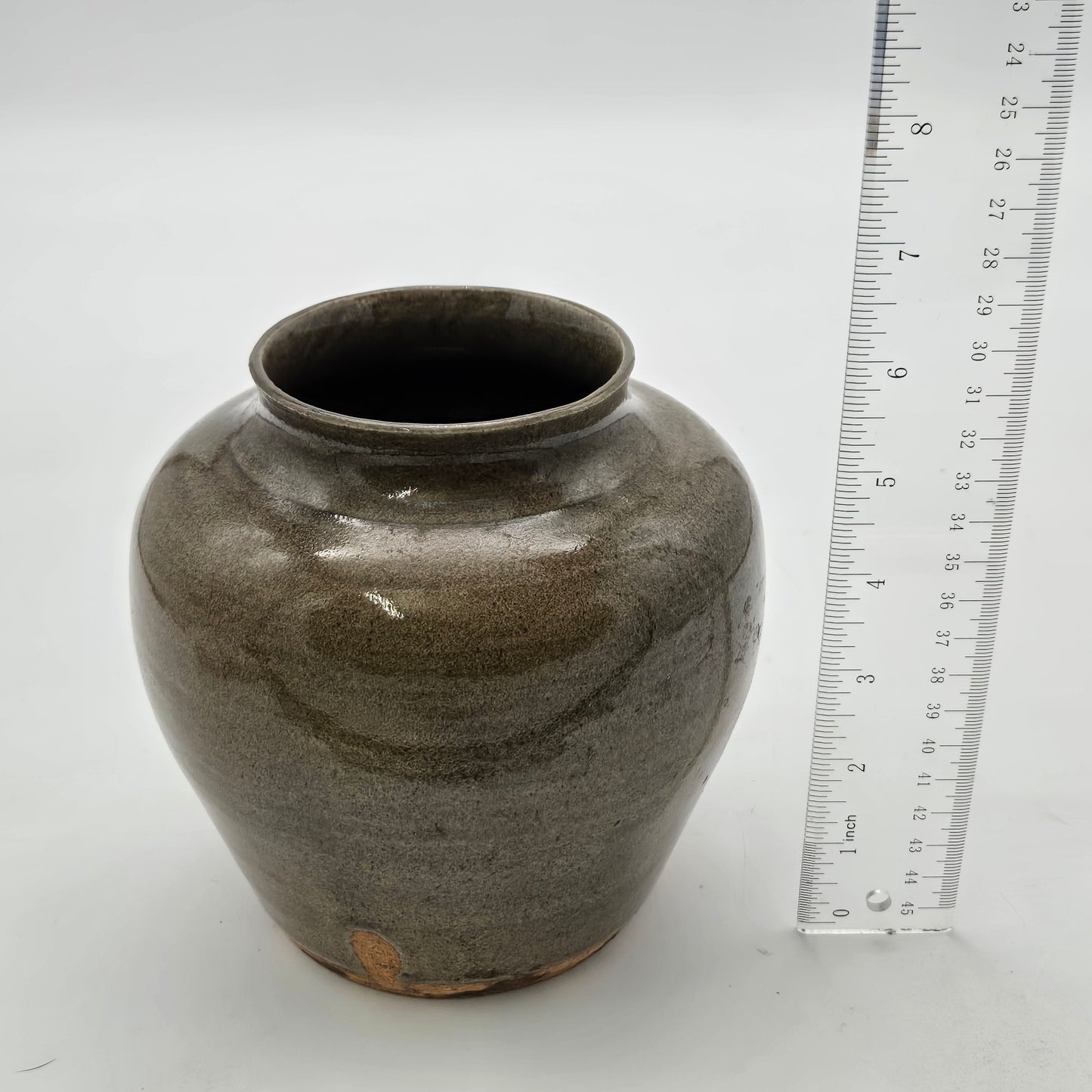 Beautiful Stoneware Pottery Green Glazed Vase