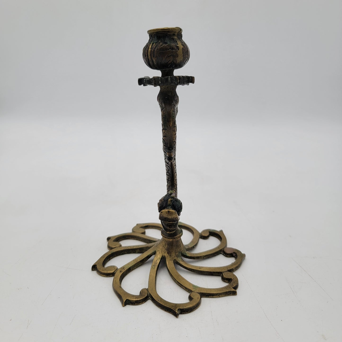 Vintage Dolphin Fish Solid Brass Candlesticks Set