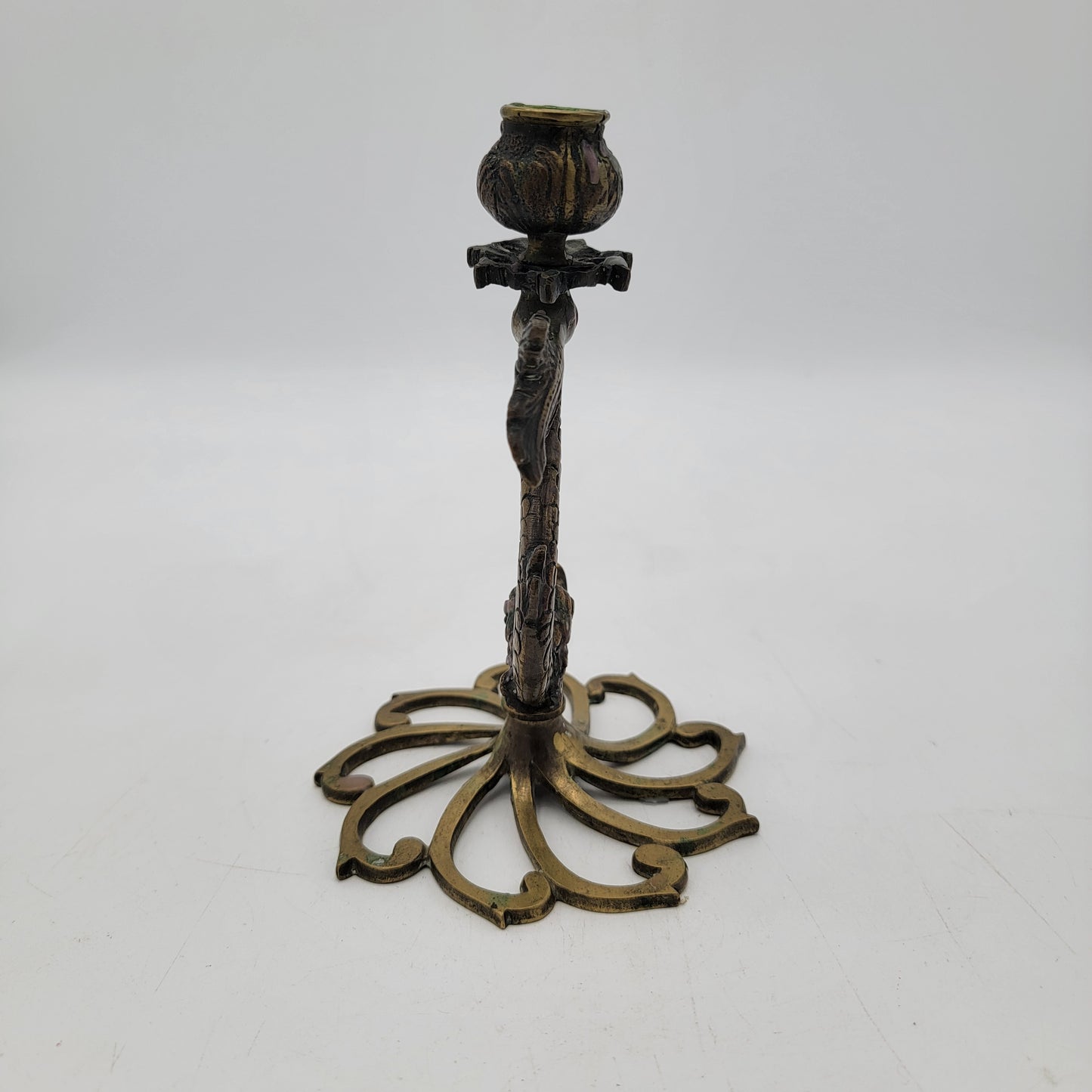 Vintage Dolphin Fish Solid Brass Candlesticks Set