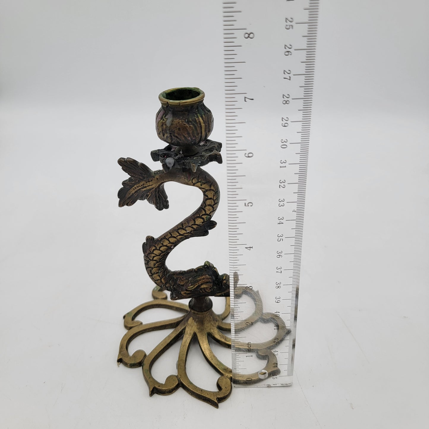 Vintage Dolphin Fish Solid Brass Candlesticks Set