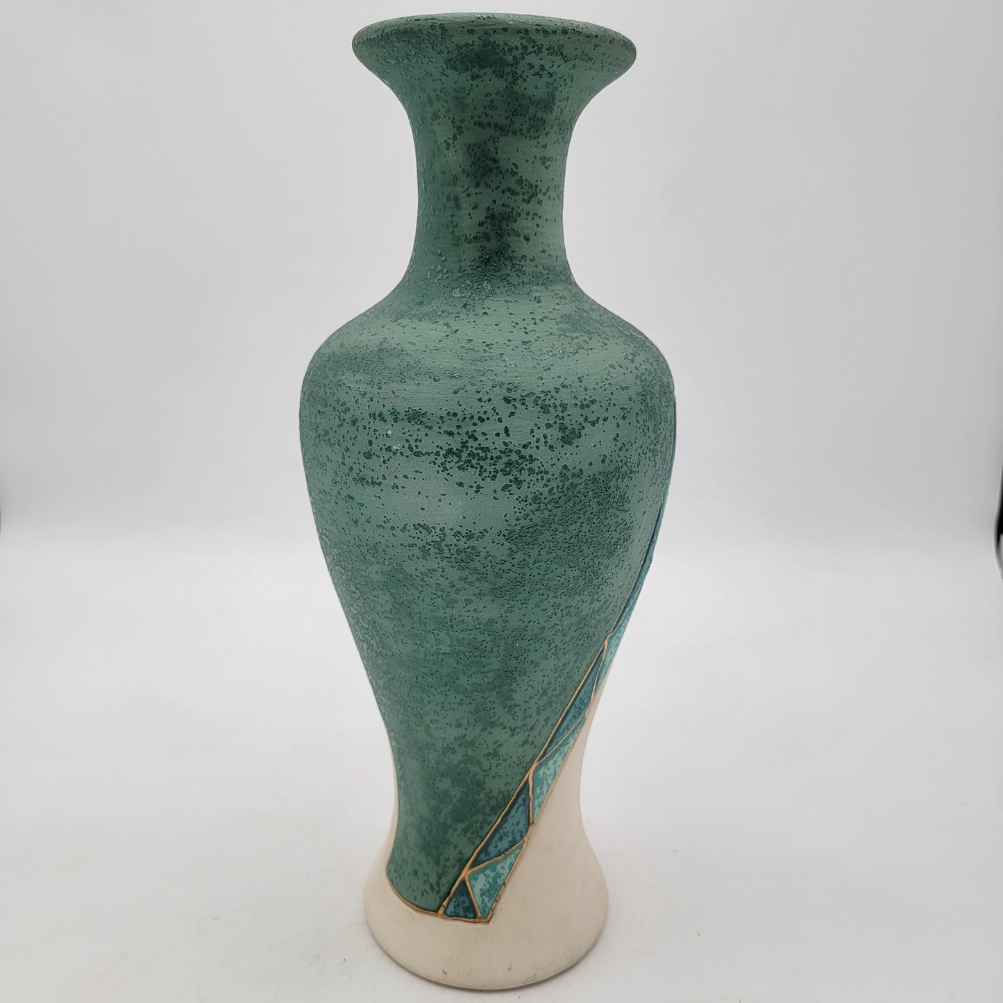 1990's Art Pottery Vase with Buffalo
