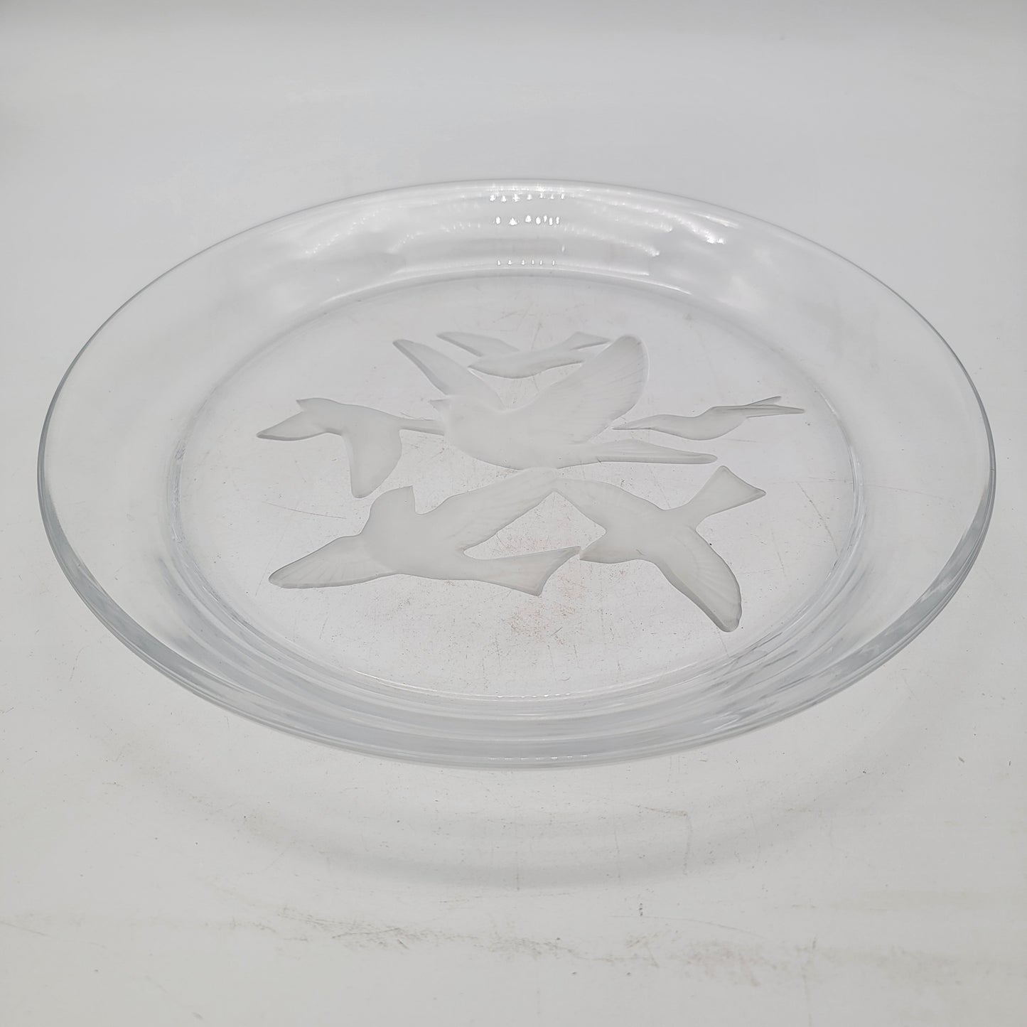 Sasaki Crystal Etched Plate Flying BIrds