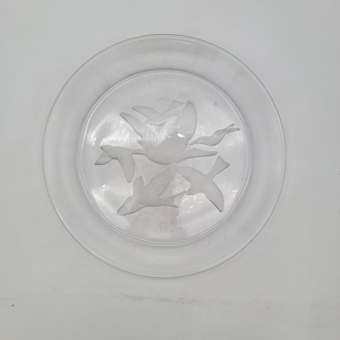 Sasaki Crystal Etched Plate Flying BIrds