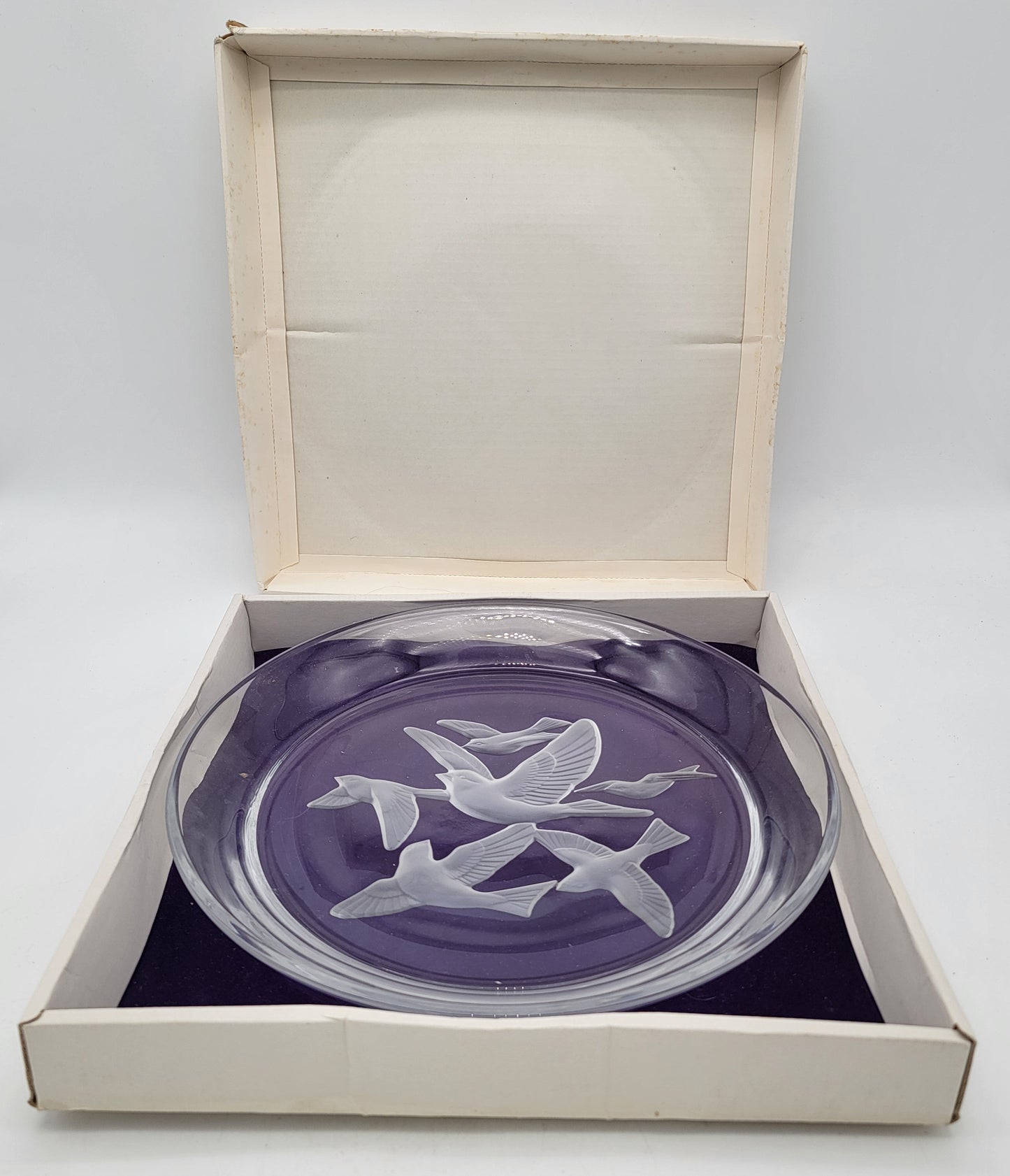 Sasaki Crystal Etched Plate Flying BIrds
