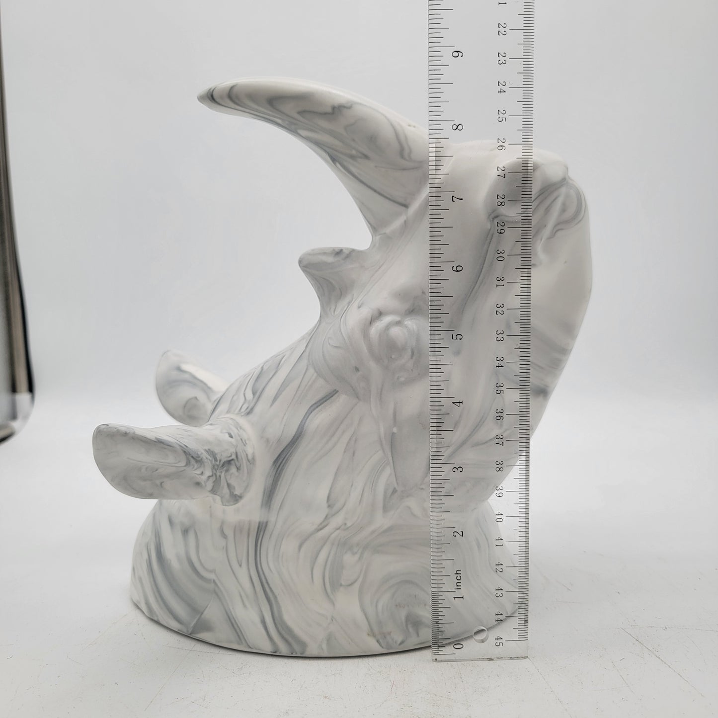 Marbled Rhino Head Bust Wall Sculpture White & Gray