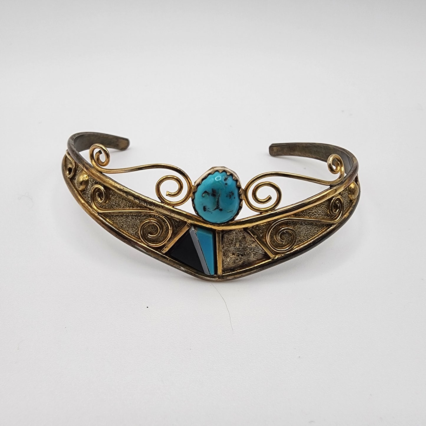 Vintrage 1/20 12KT GF Inlaid Cuff Bracelet as found