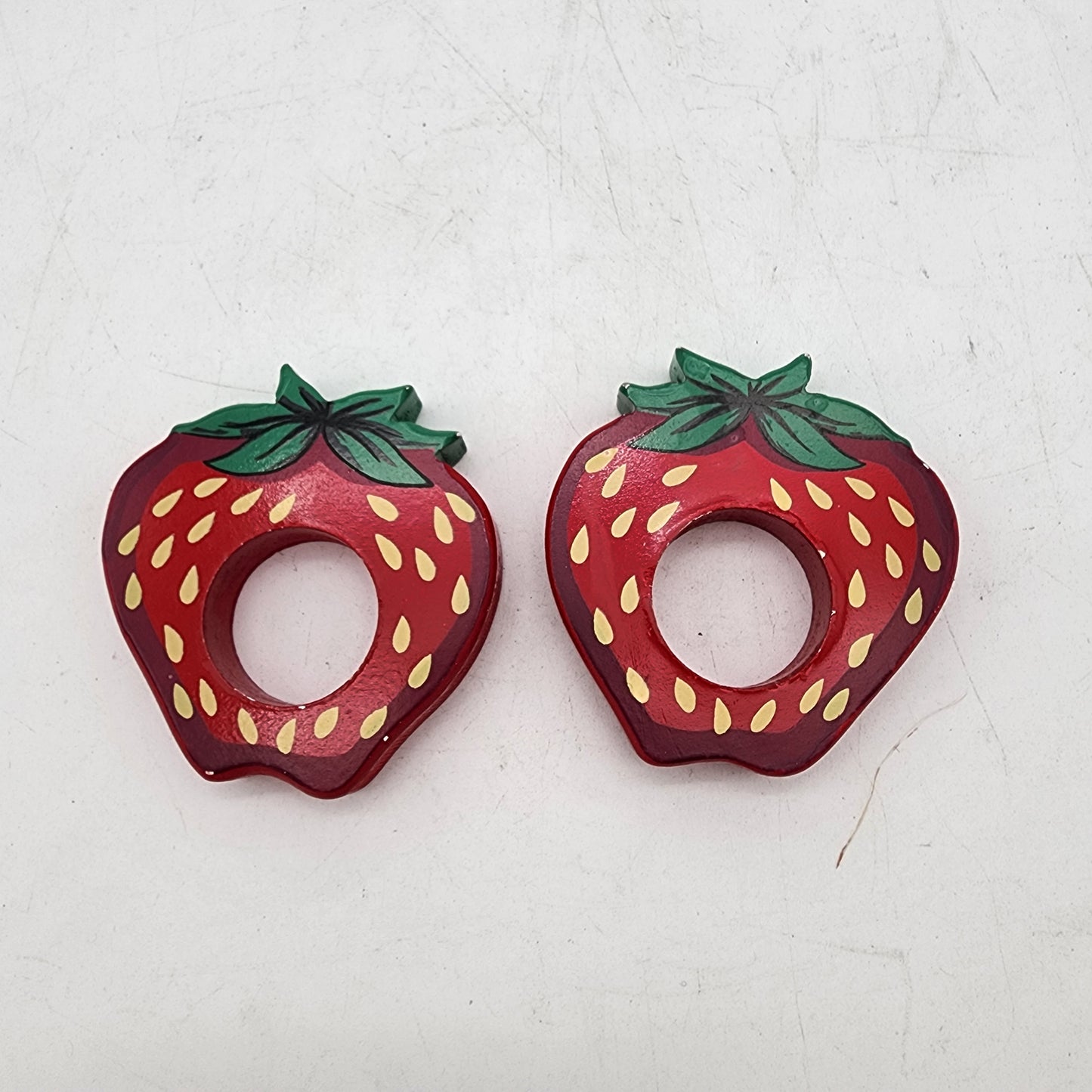 Pair of Wood Painted Strawberry Napkin Rings