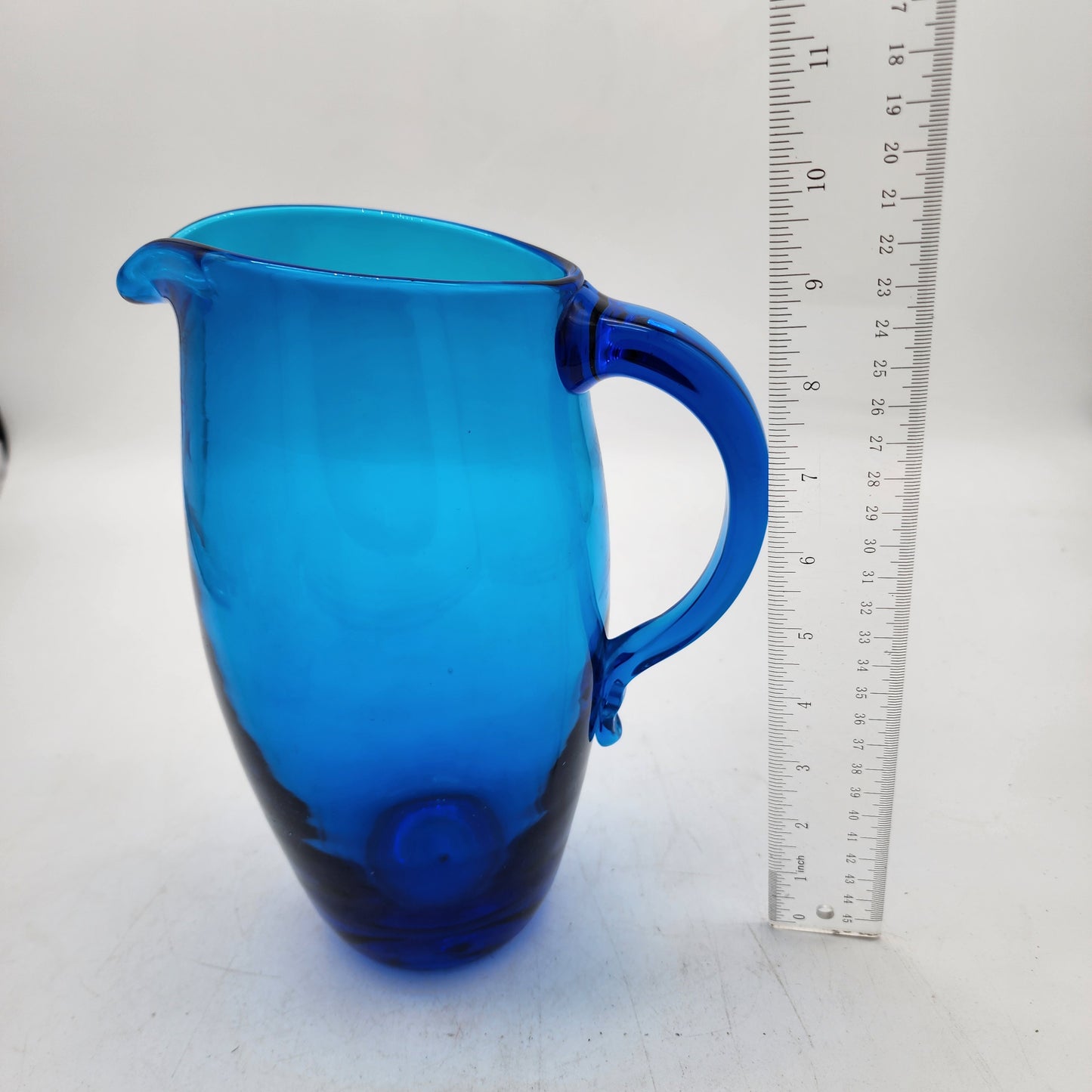 Blenko Glass Turquoise Blue Pitcher