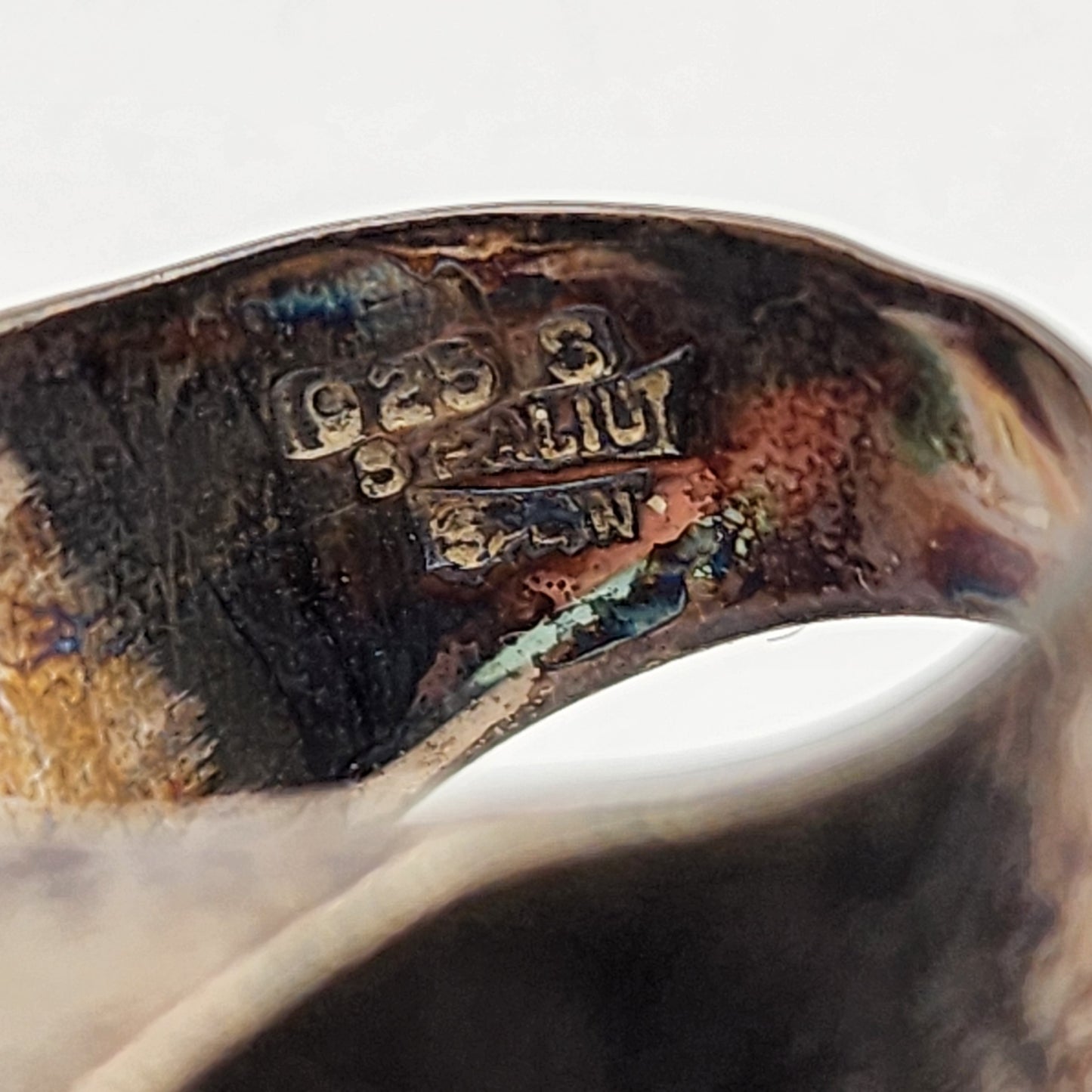 S Paliu Spain Bloodstone 925 Sterling Silver Ring Size 4.5