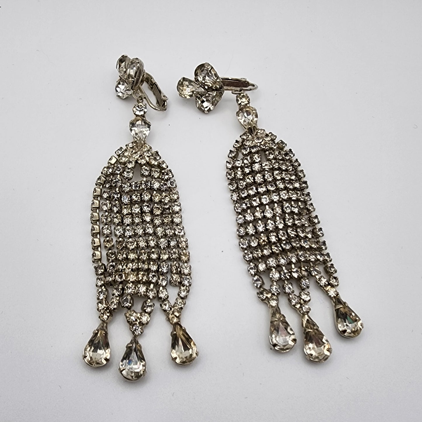 Vintage Rhinestone Dangle Earrings - as found