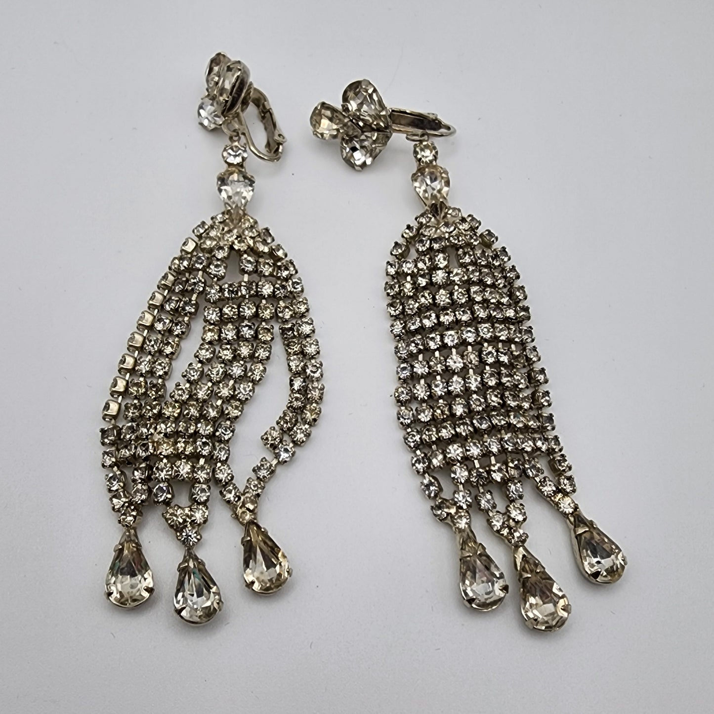 Vintage Rhinestone Dangle Earrings - as found