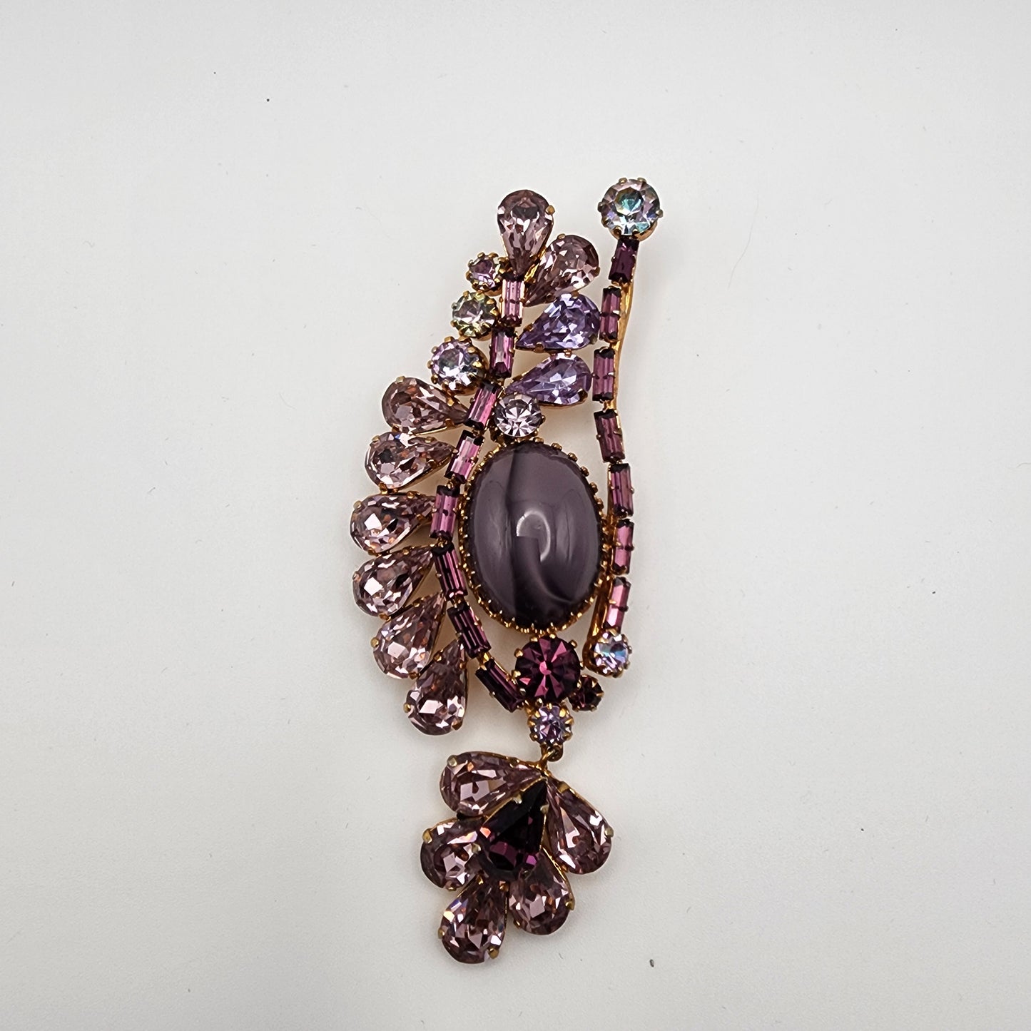 Vintage Purple Rhinestone Brooch