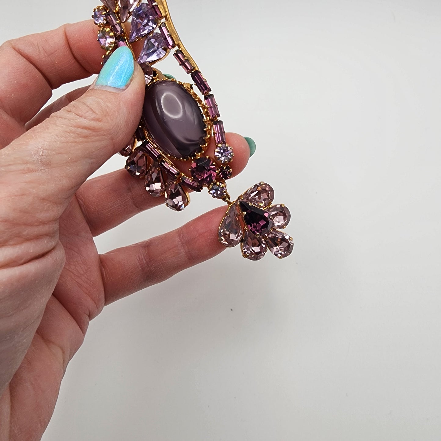 Vintage Purple Rhinestone Brooch