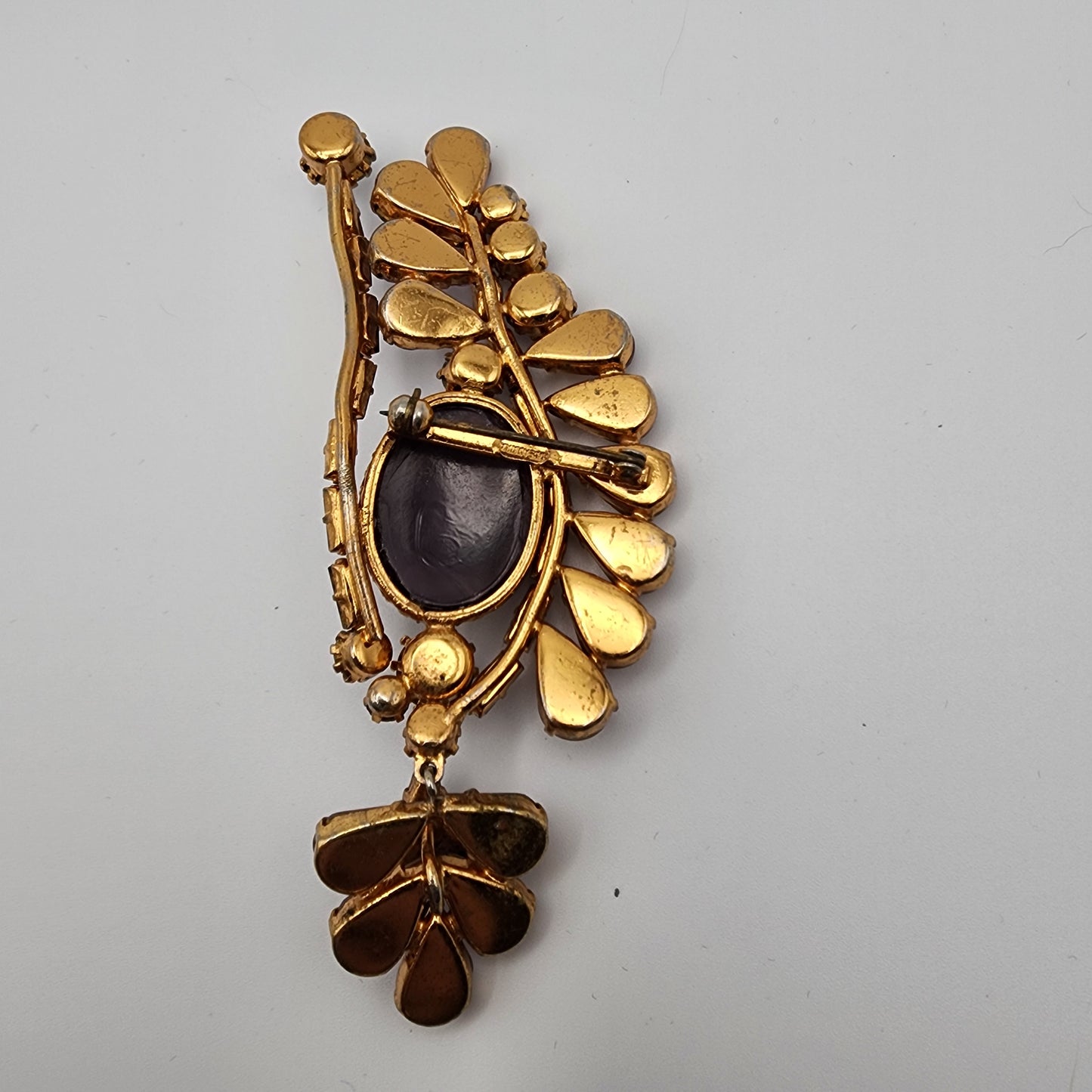 Vintage Purple Rhinestone Brooch