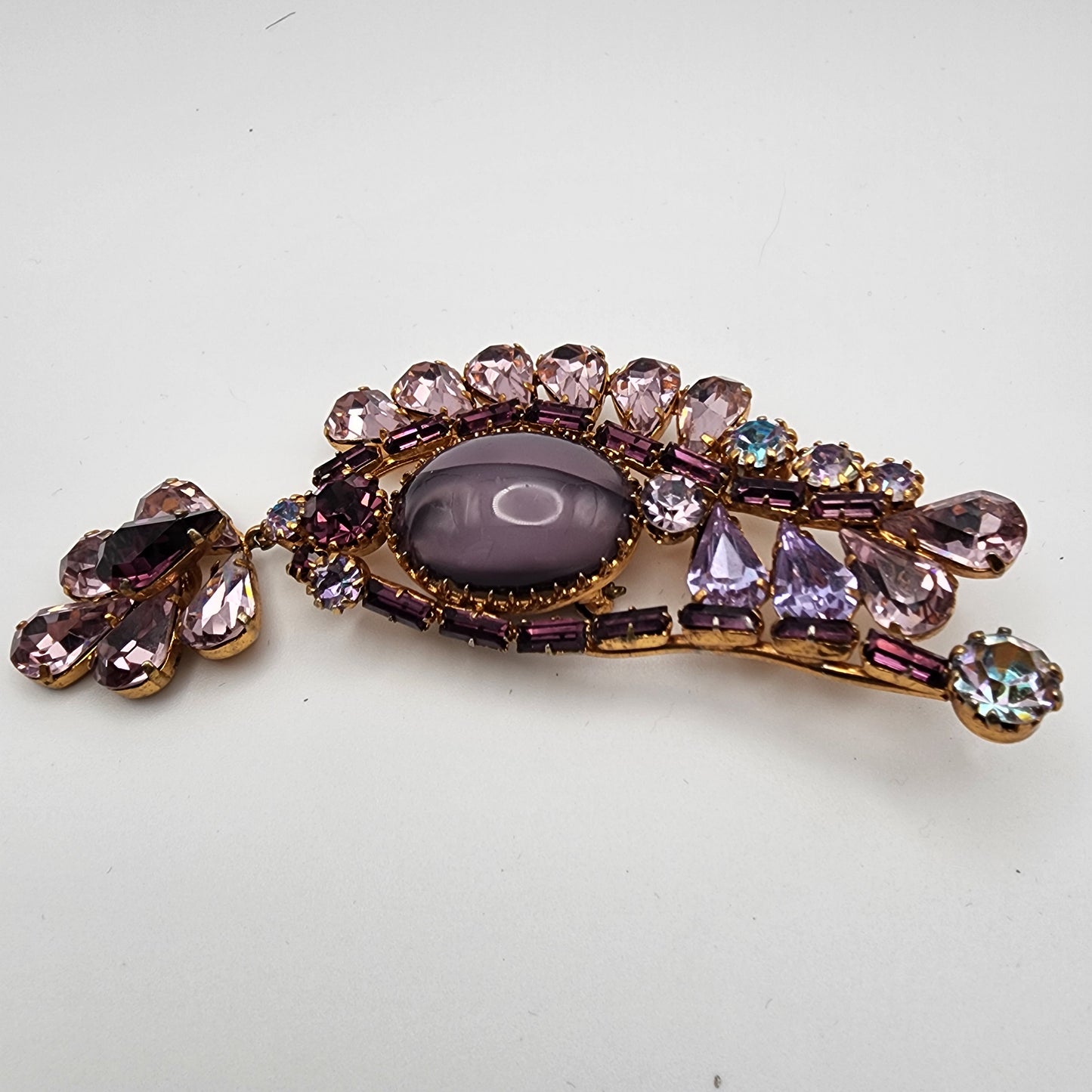 Vintage Purple Rhinestone Brooch