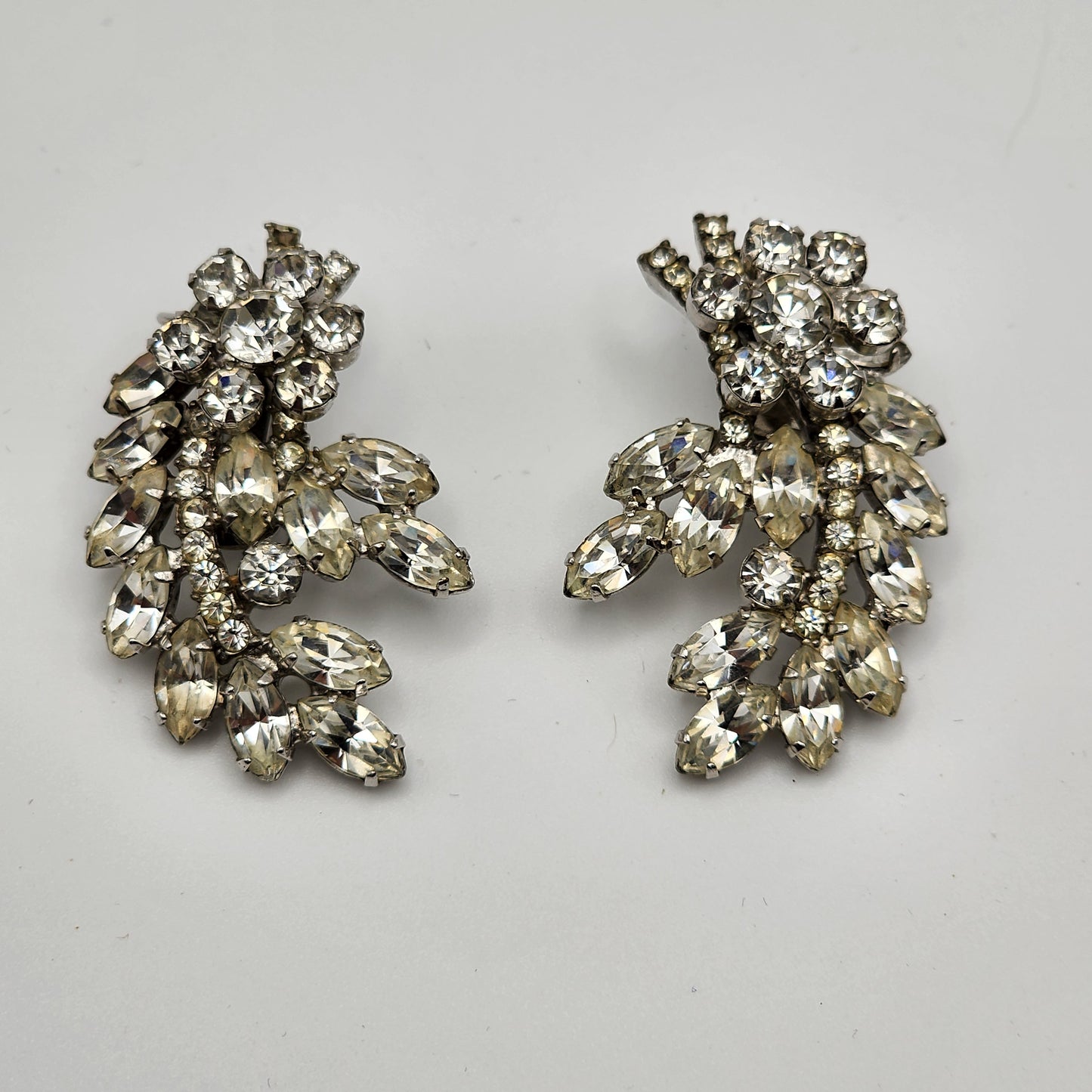 Vintage Rhinestone Flower Earrings