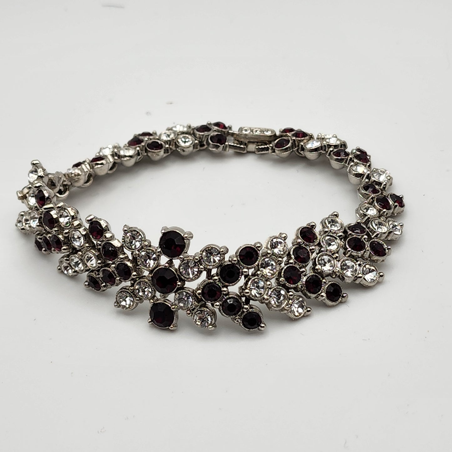 Vintage Black and Clear Rhinestone Bracelet