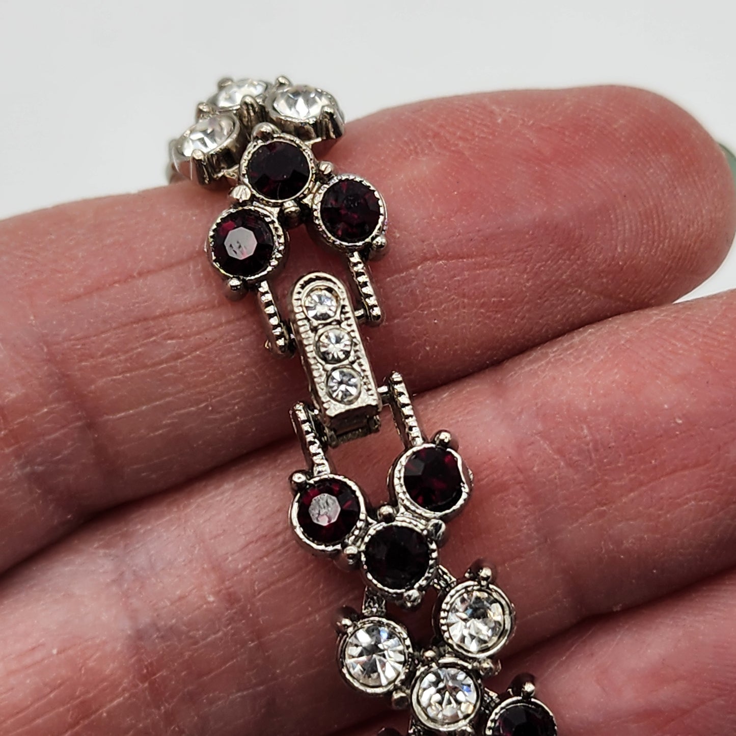 Vintage Black and Clear Rhinestone Bracelet