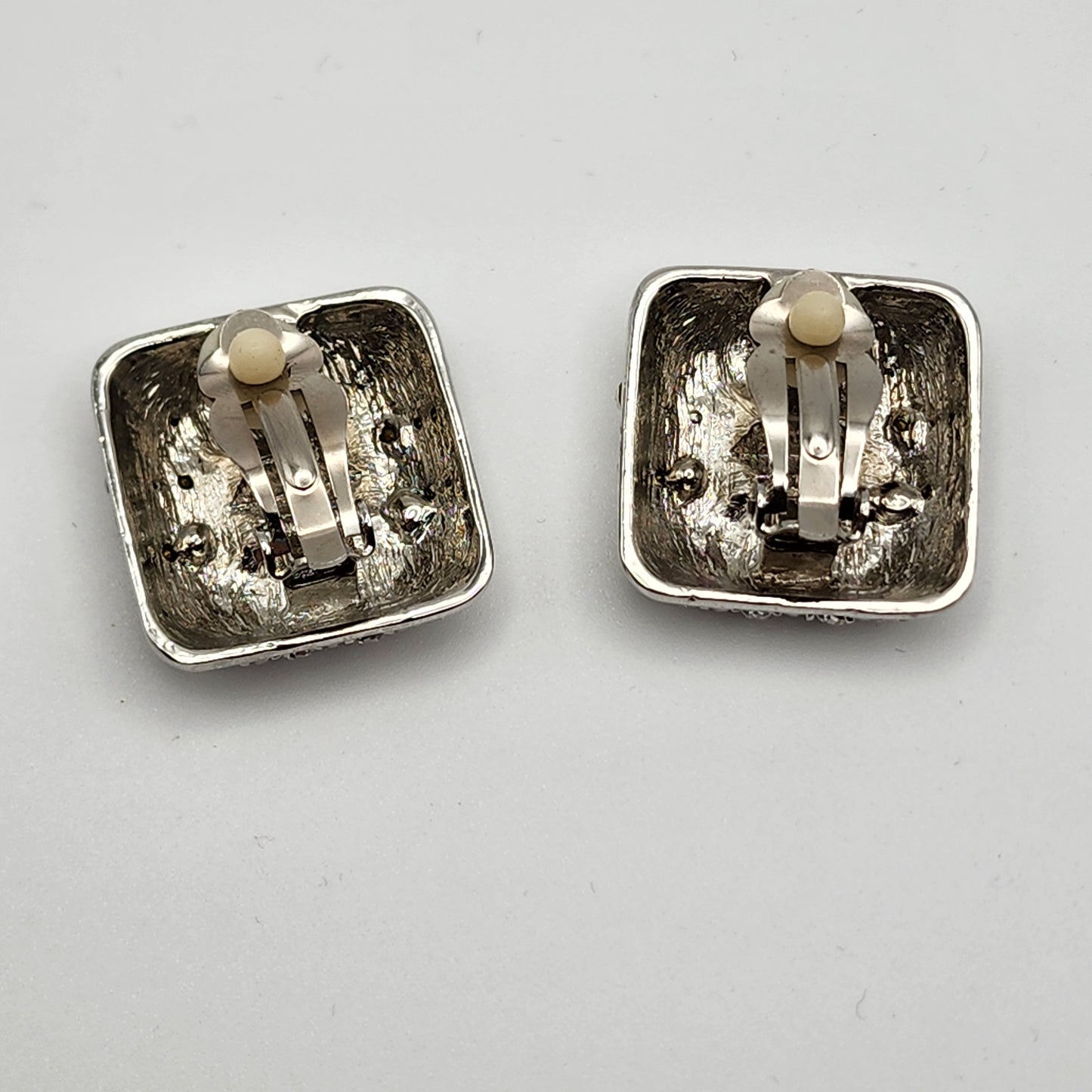 Clip On Square Rhinestone Earrings