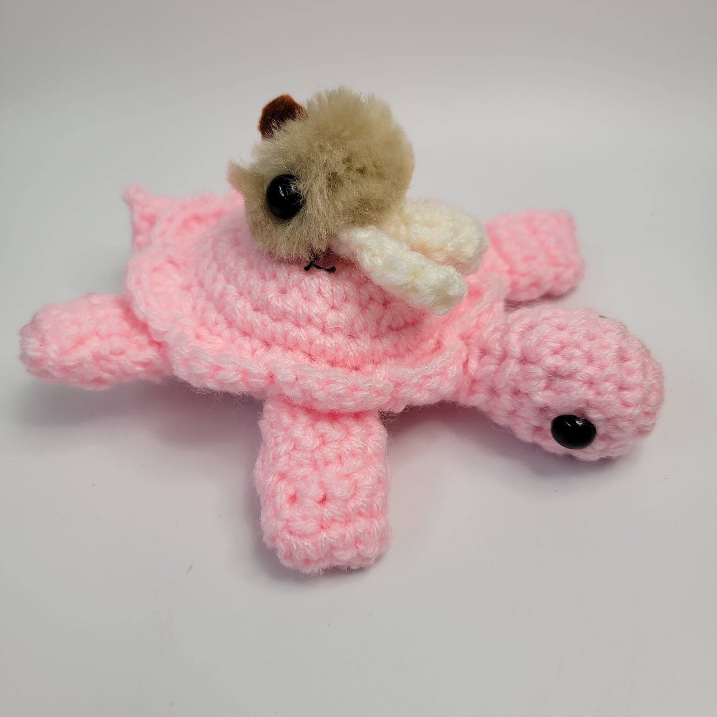 Hand Crocheted Turtle Pink with Bunny