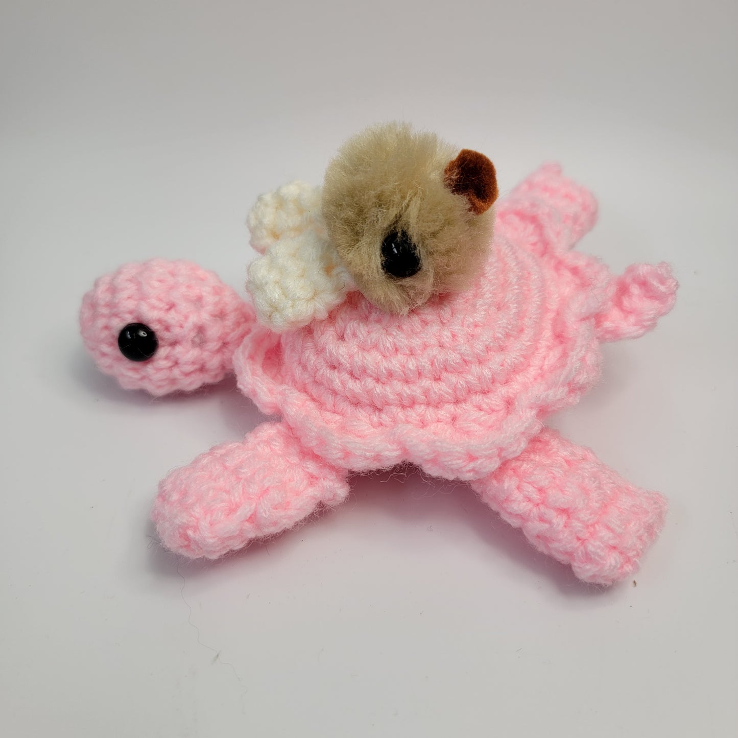 Hand Crocheted Turtle Pink with Bunny