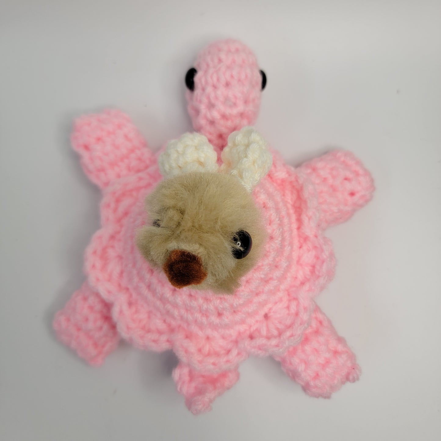 Hand Crocheted Turtle Pink with Bunny