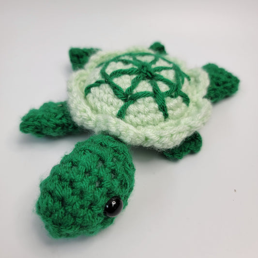 Hand Crocheted Turtle Green 3 Legged In Honor of Ilene