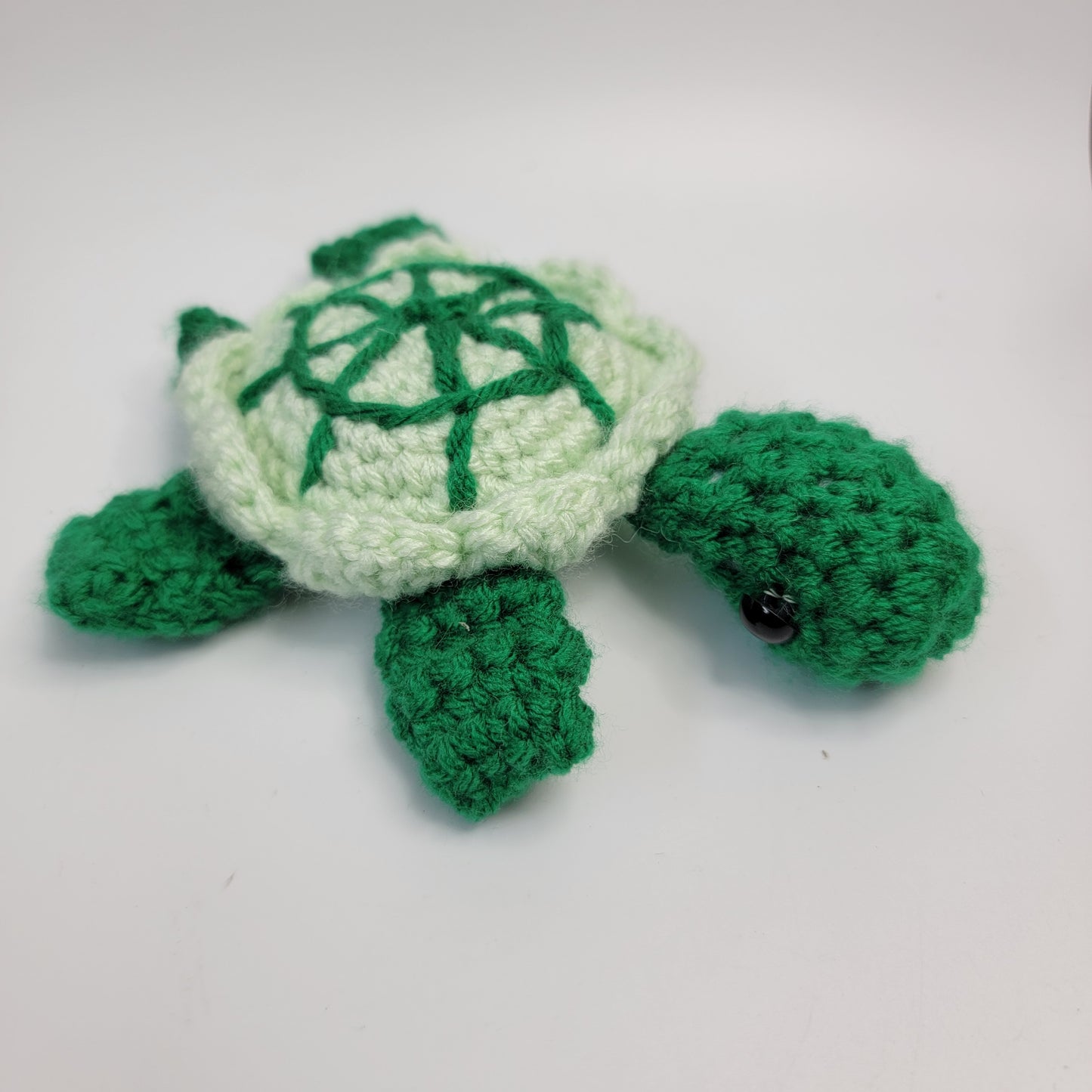Hand Crocheted Turtle Green 3 Legged In Honor of Ilene