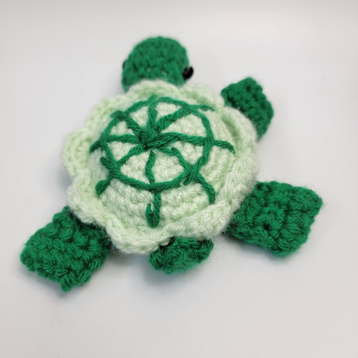Hand Crocheted Turtle Green 3 Legged In Honor of Ilene