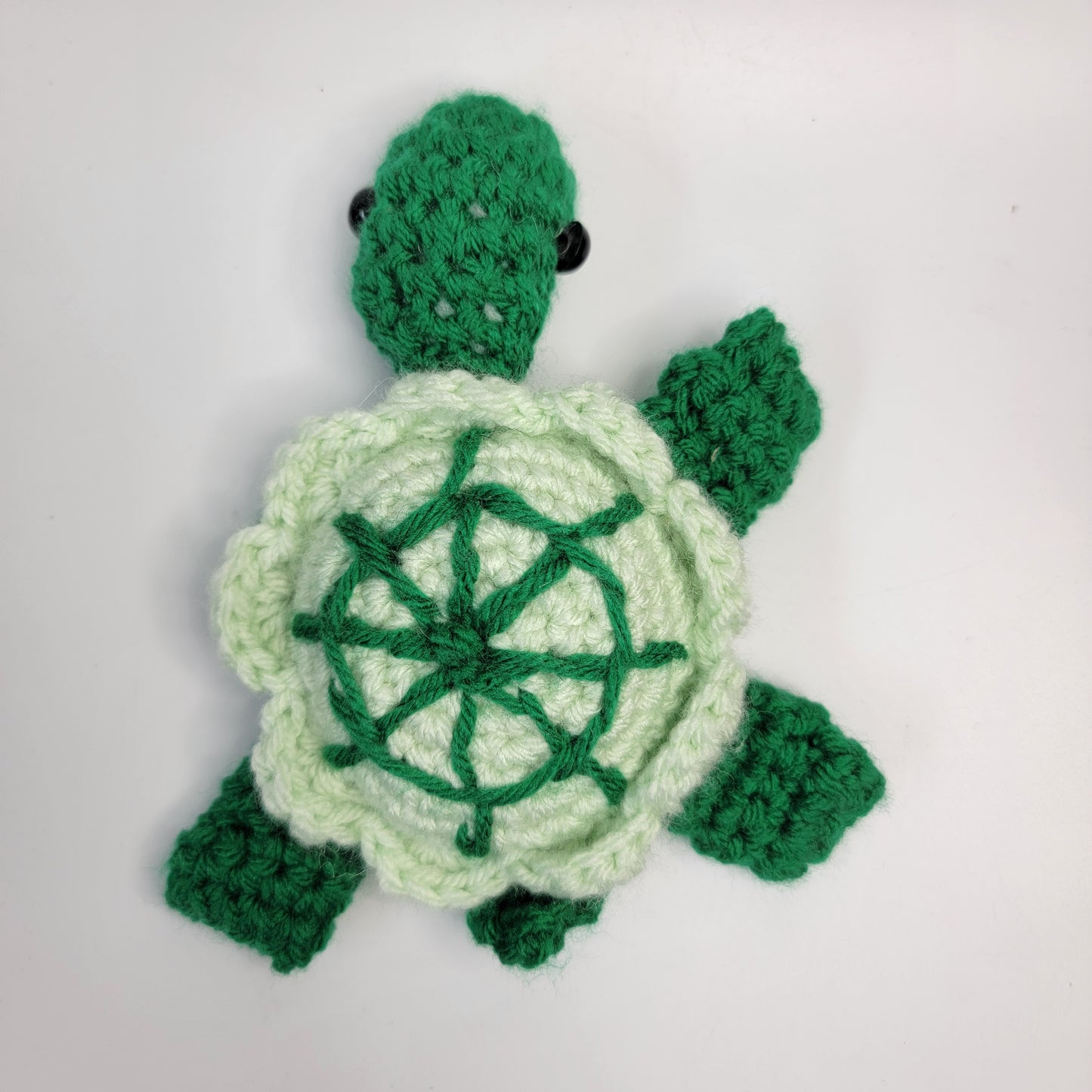 Hand Crocheted Turtle Green 3 Legged In Honor of Ilene