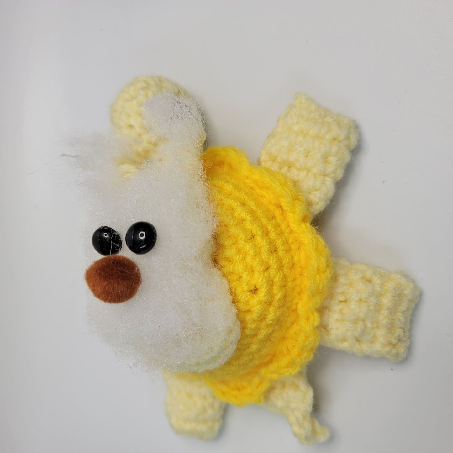 Hand Crocheted Turtle Yellow with Fuzzy Bunny