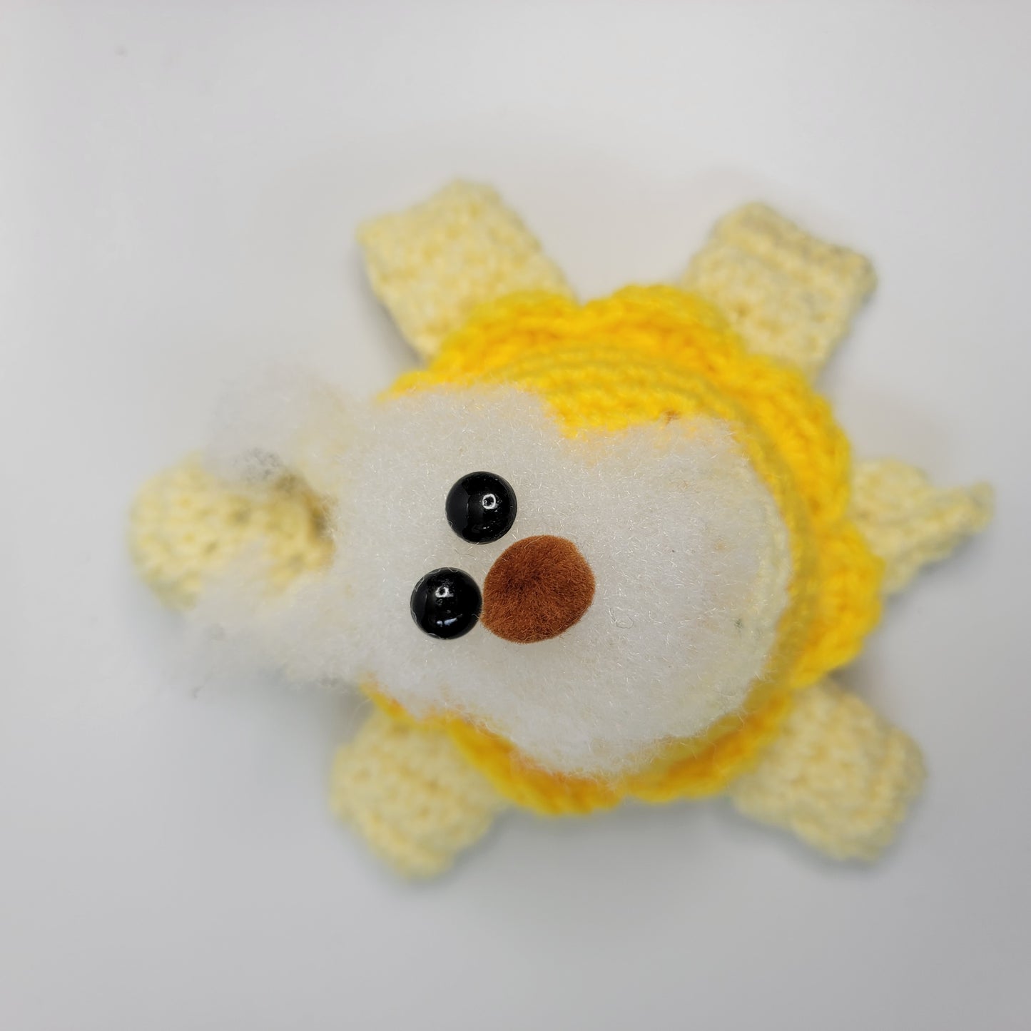 Hand Crocheted Turtle Yellow with Fuzzy Bunny