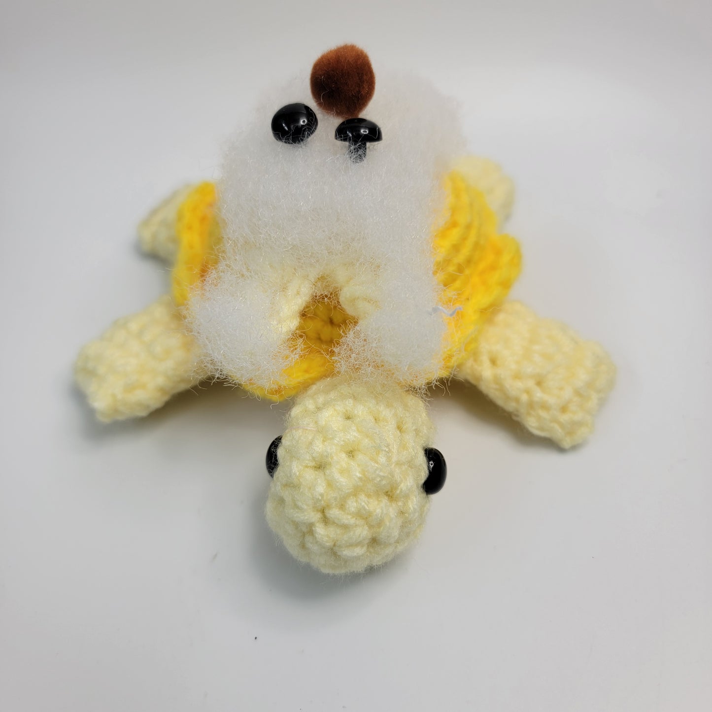 Hand Crocheted Turtle Yellow with Fuzzy Bunny
