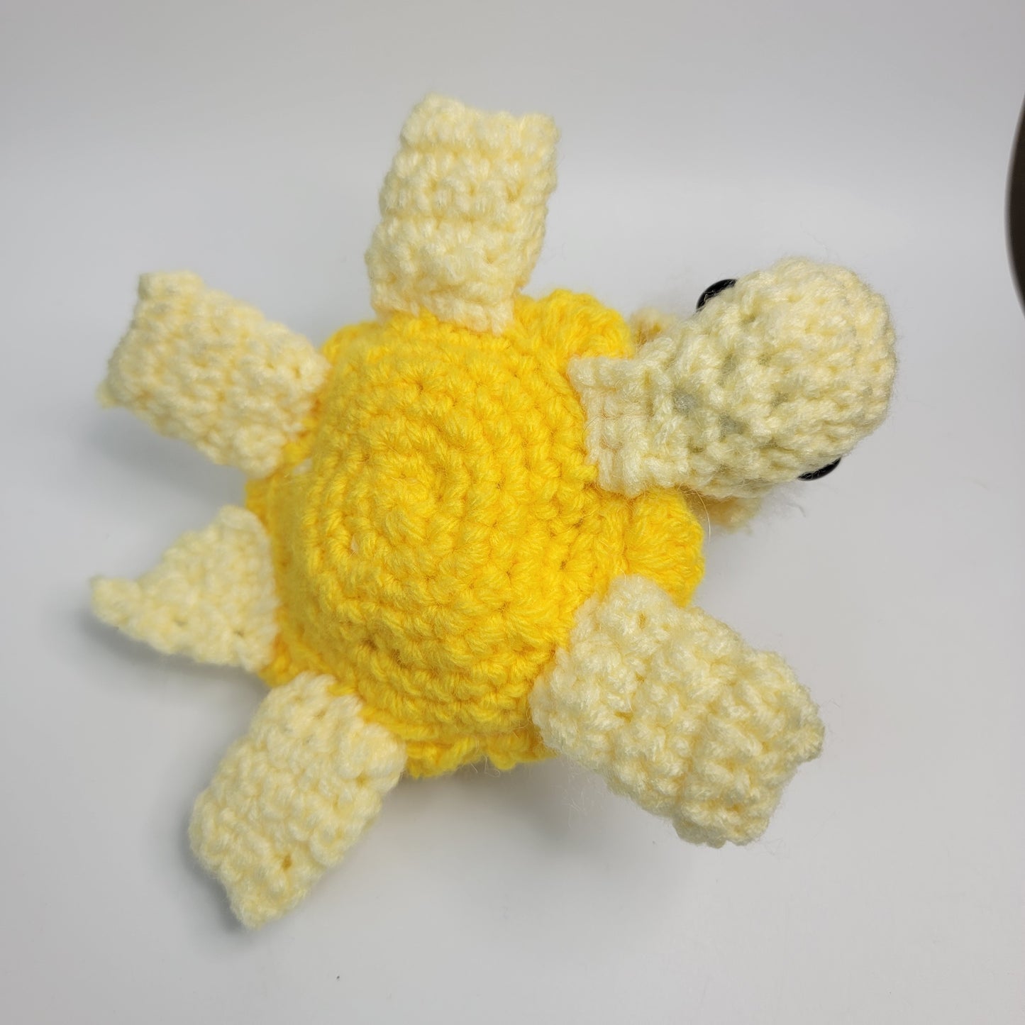 Hand Crocheted Turtle Yellow with Fuzzy Bunny