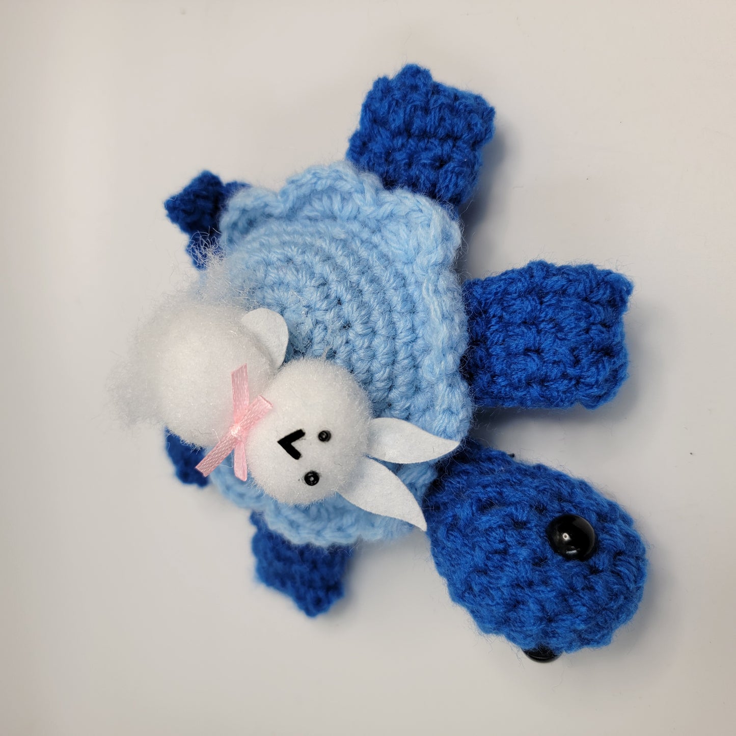 Hand Crocheted Turtle Blue with Bunny