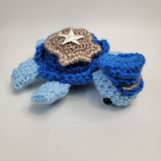 Hand Crocheted Turtle Blue Police Officer