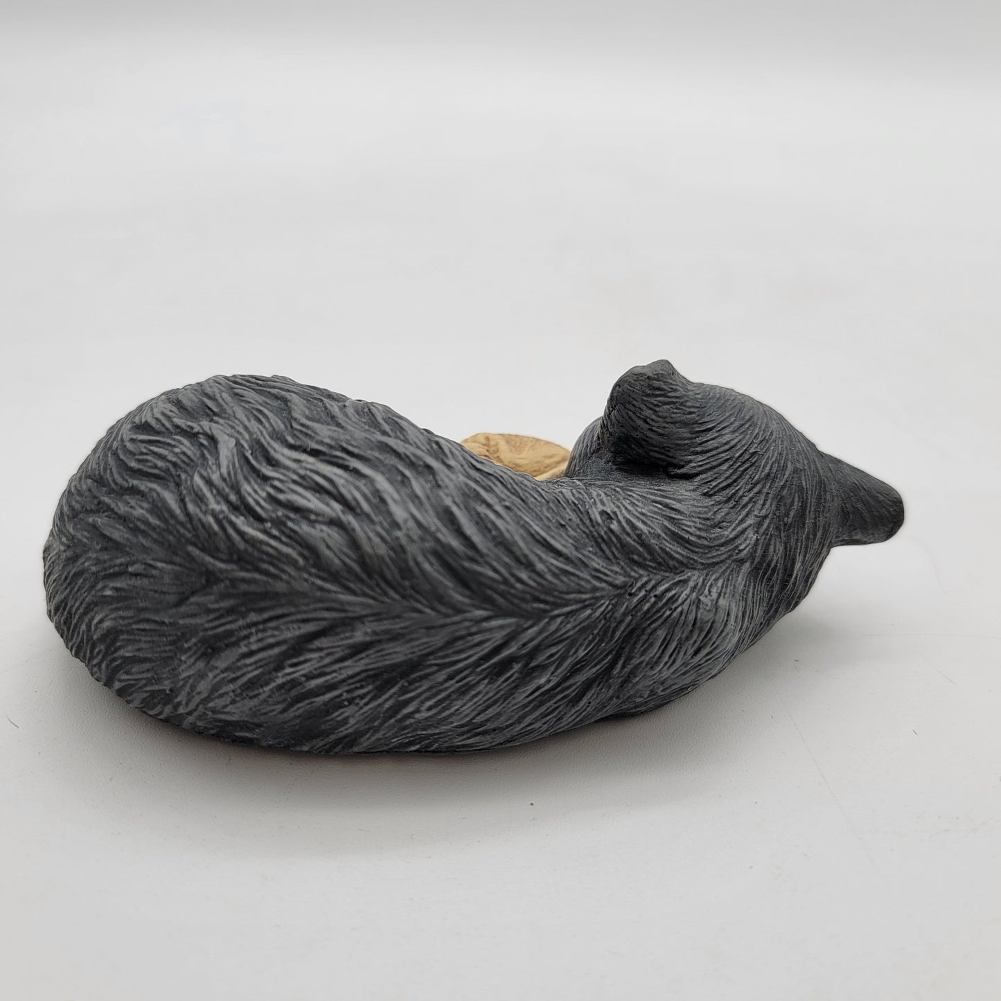 Sleeping Cat and Mouse in Basket Figurine