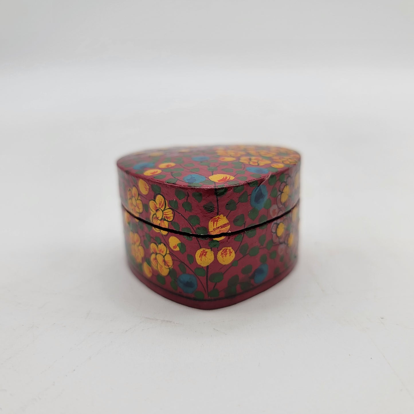 Kashmir India Paper Mache Heart Trinket Box