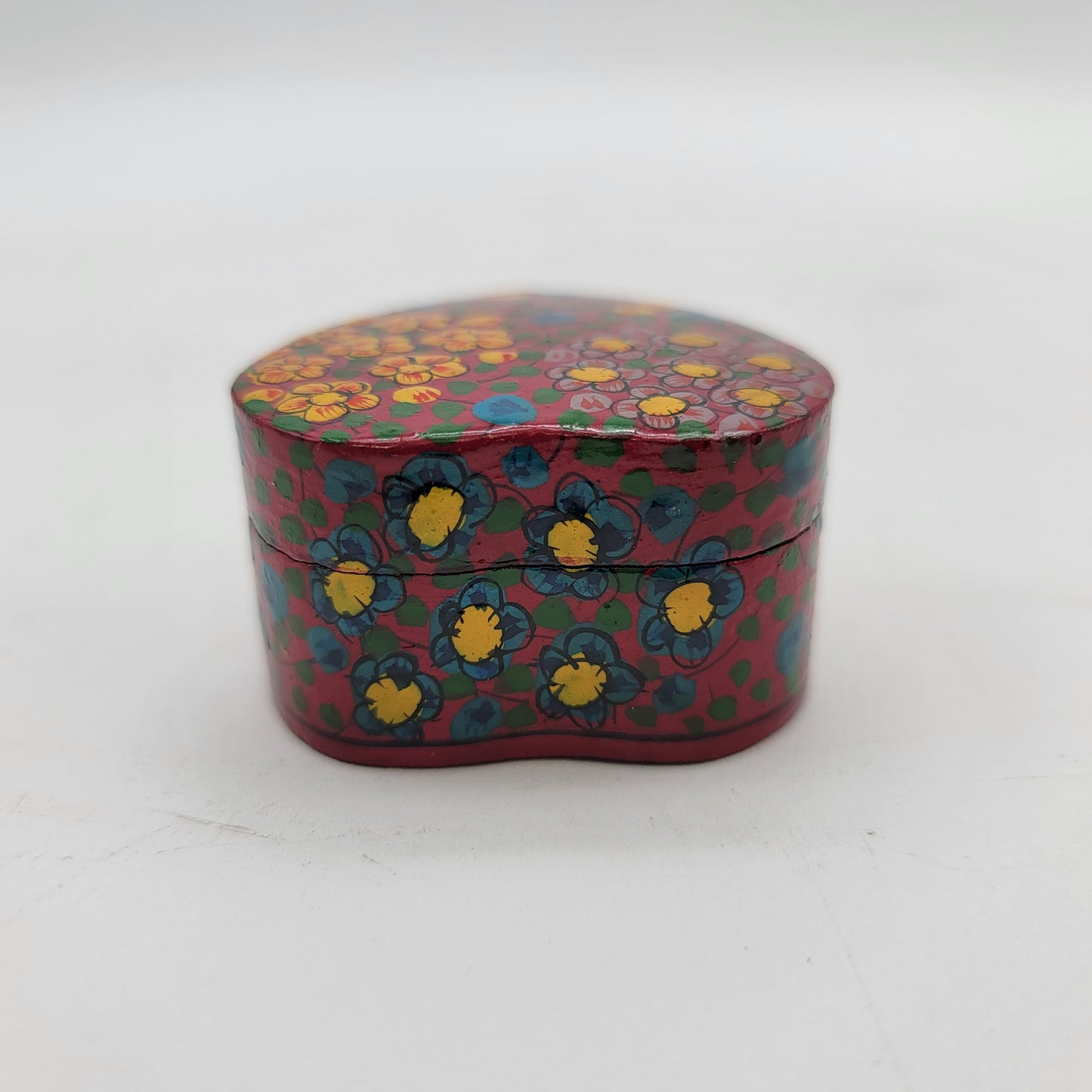 Kashmir India Paper Mache Heart Trinket Box