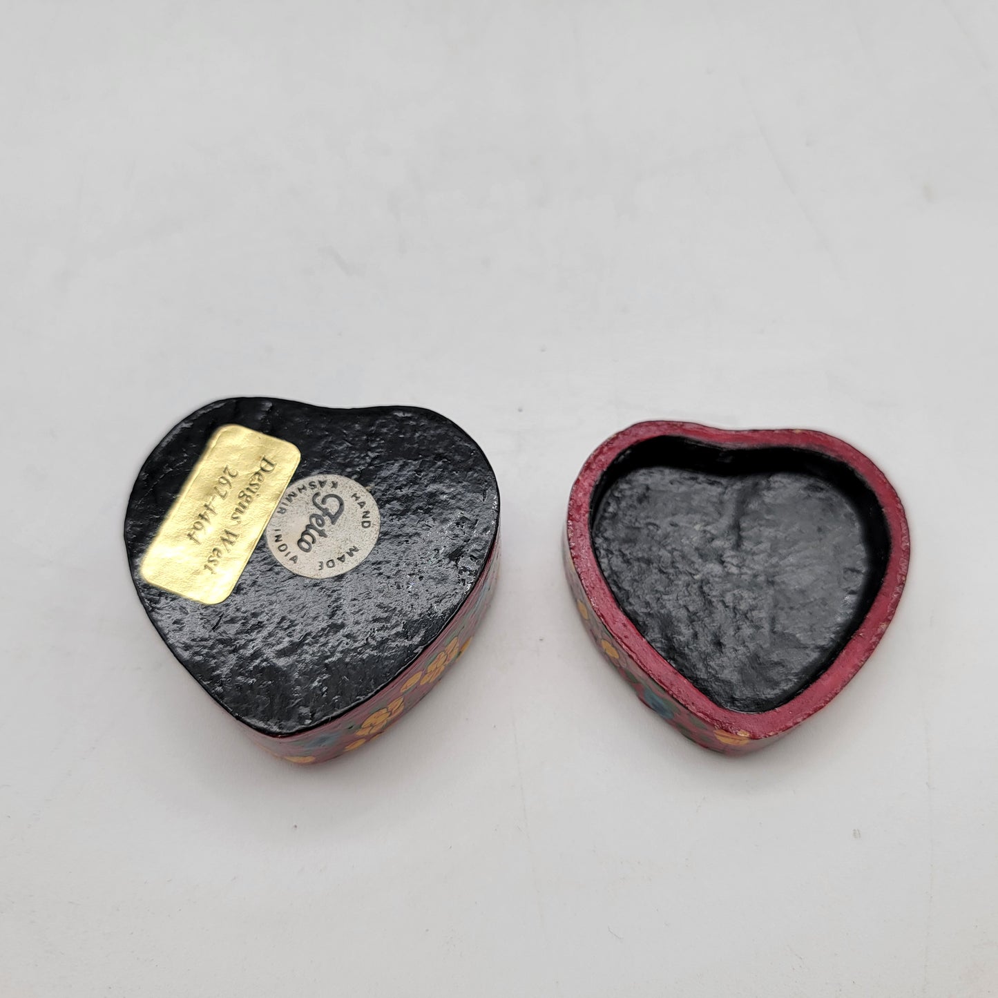 Kashmir India Paper Mache Heart Trinket Box