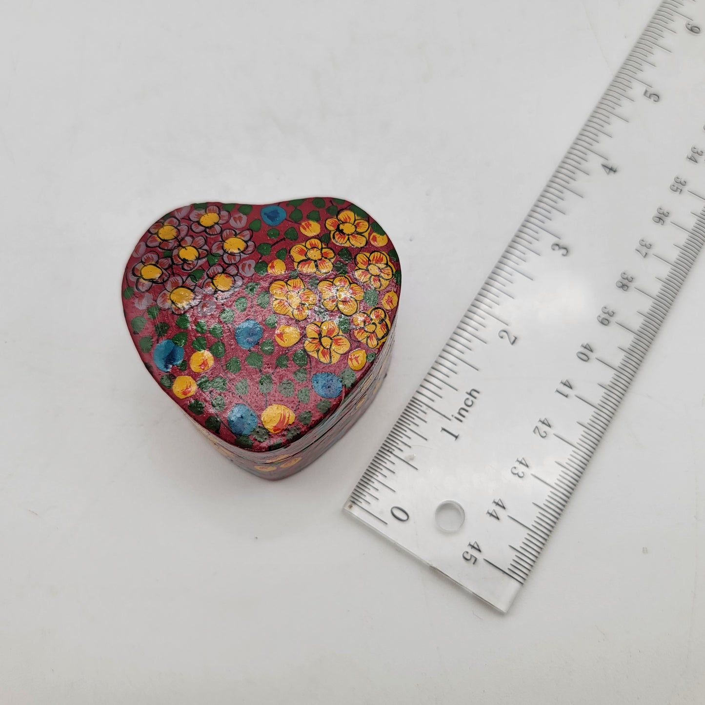 Kashmir India Paper Mache Heart Trinket Box