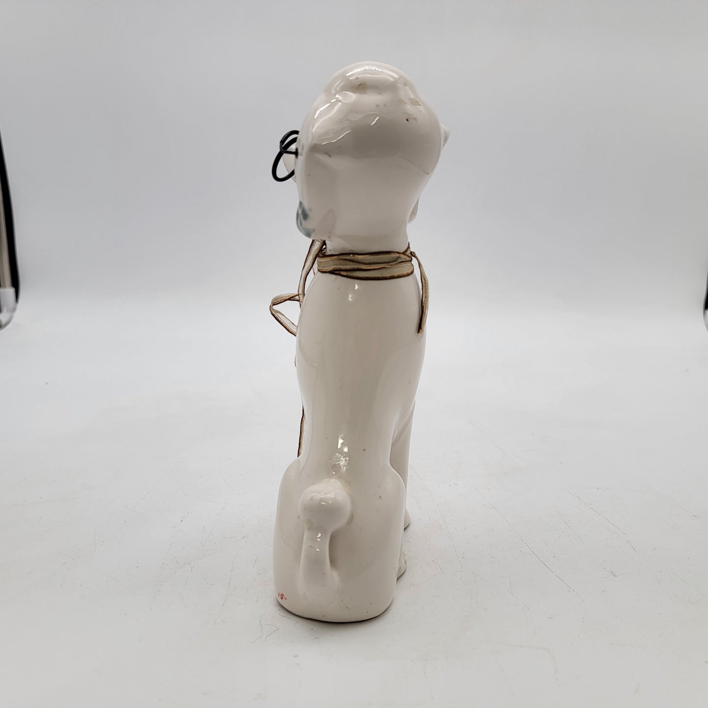 Vintage White Poodle with Glasses Figurine