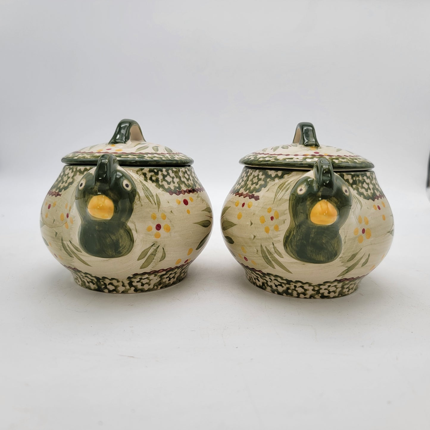 Pair of Temptations Old World Green Chicken Ramikens